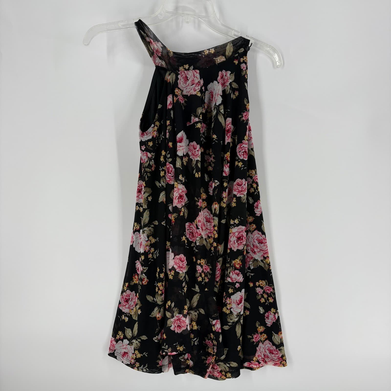 Absolutely Famous XL Floral Sleeveless Dress Black Pink Rose Print - Thumbnail 2