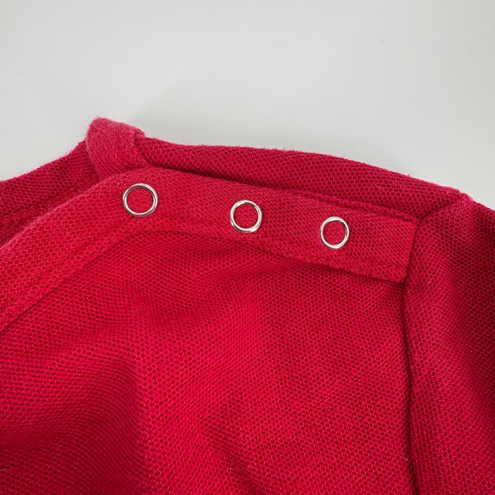 Bobbie Brooks Red Navy Long Sleeve Shirt Women's Size S Boat Neck Snap Shoulder - Thumbnail 4
