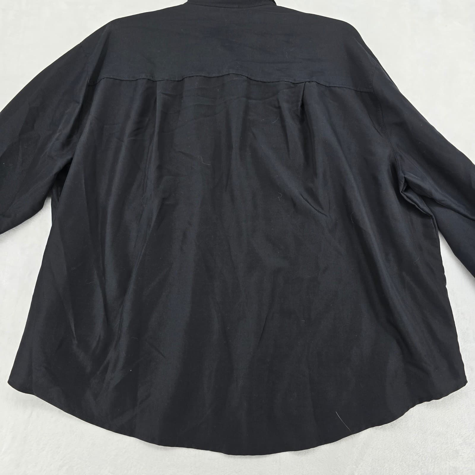 Old Navy Button Down Womens XL Petite Shirt Black Long Sleeve Utility Pocket - Thumbnail 6