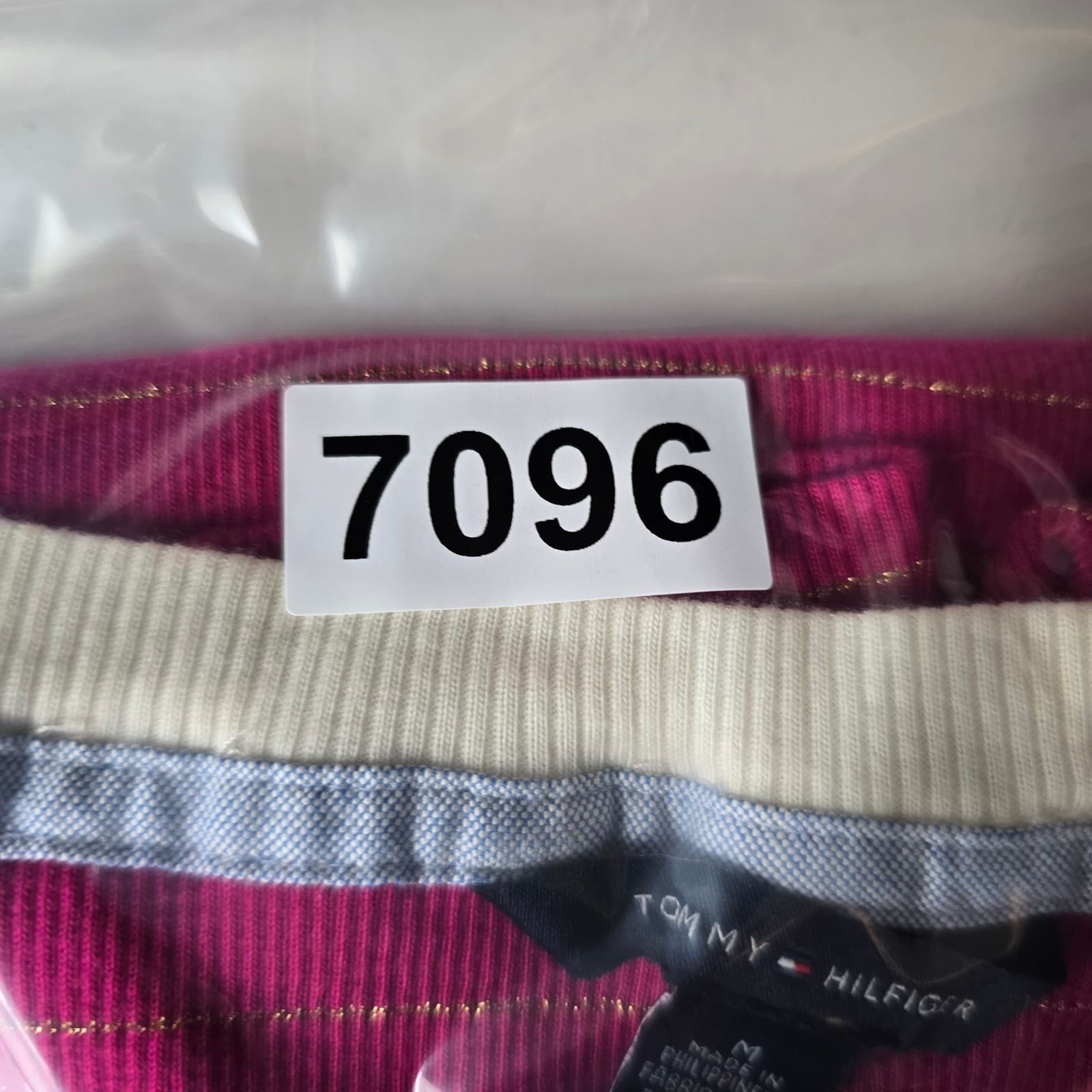 Tommy Hilfiger Henley Womens Size M Shirt Pink Gold Metallic Stripe Long Sleeve - Thumbnail 10