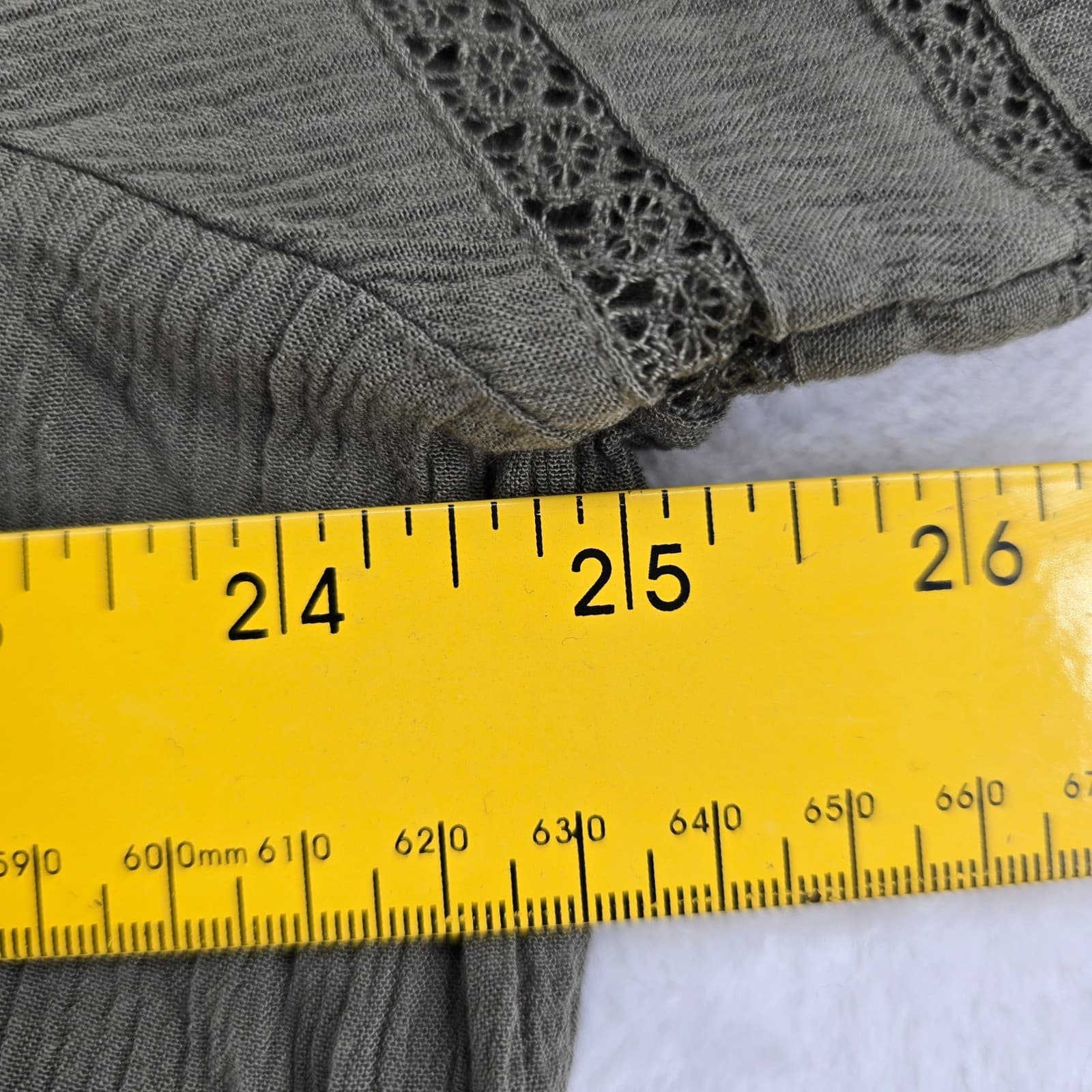 Style & Co Button Front Top Womens PXL Shirt Gray Pintuck Lace Trim Short Sleeve - Thumbnail 4