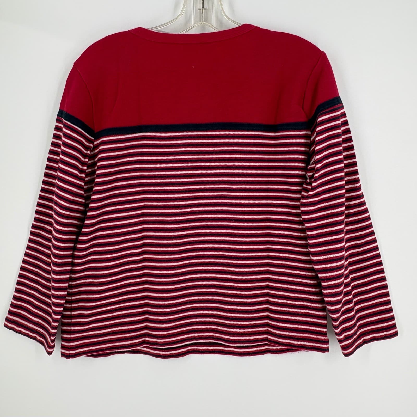 Bobbie Brooks Red Navy Long Sleeve Shirt Women's Size S Boat Neck Snap Shoulder - Thumbnail 8