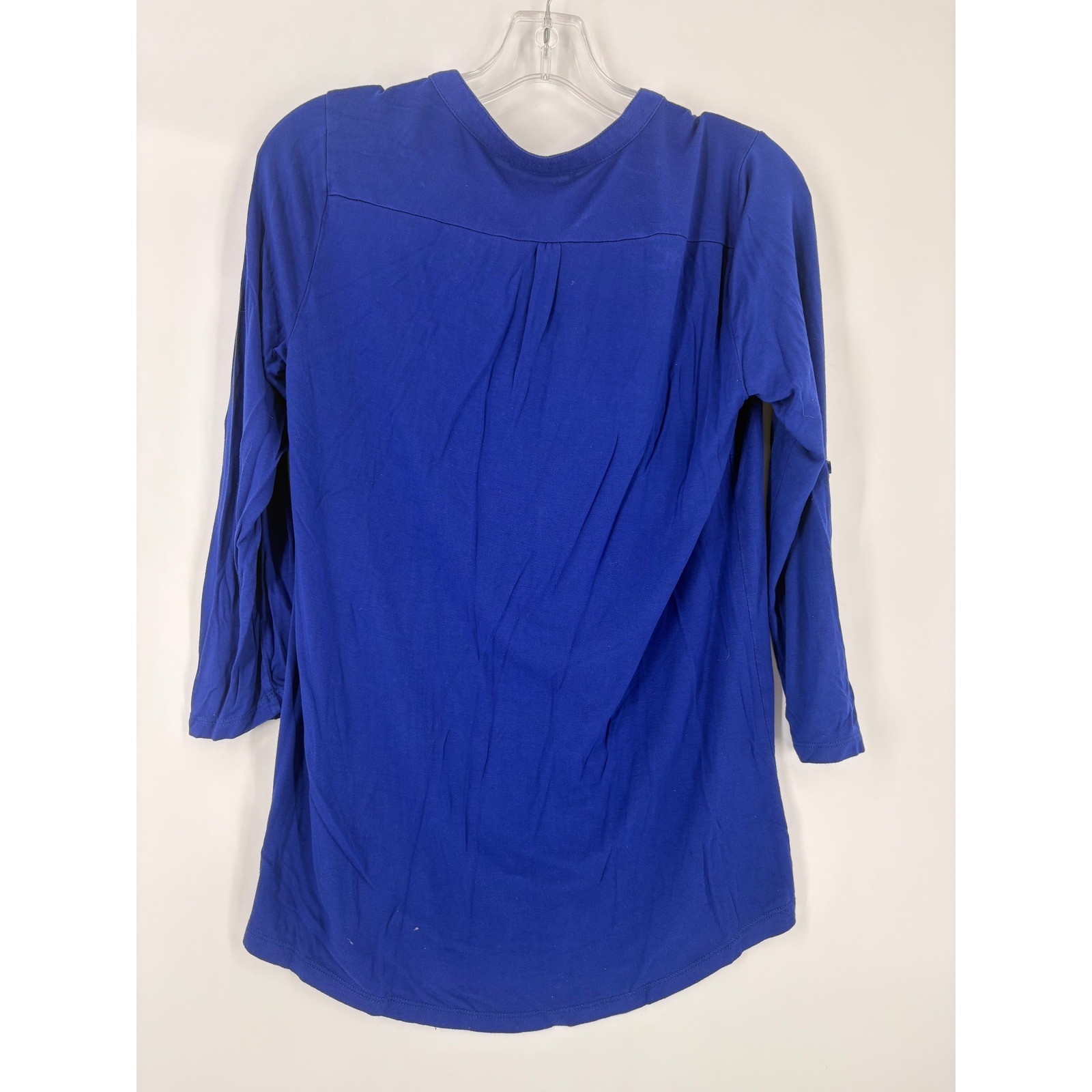 Cable & Gauge Blue V Neck 3/4 Sleeve Button Front Tunic Top Women's Size S - Thumbnail 2