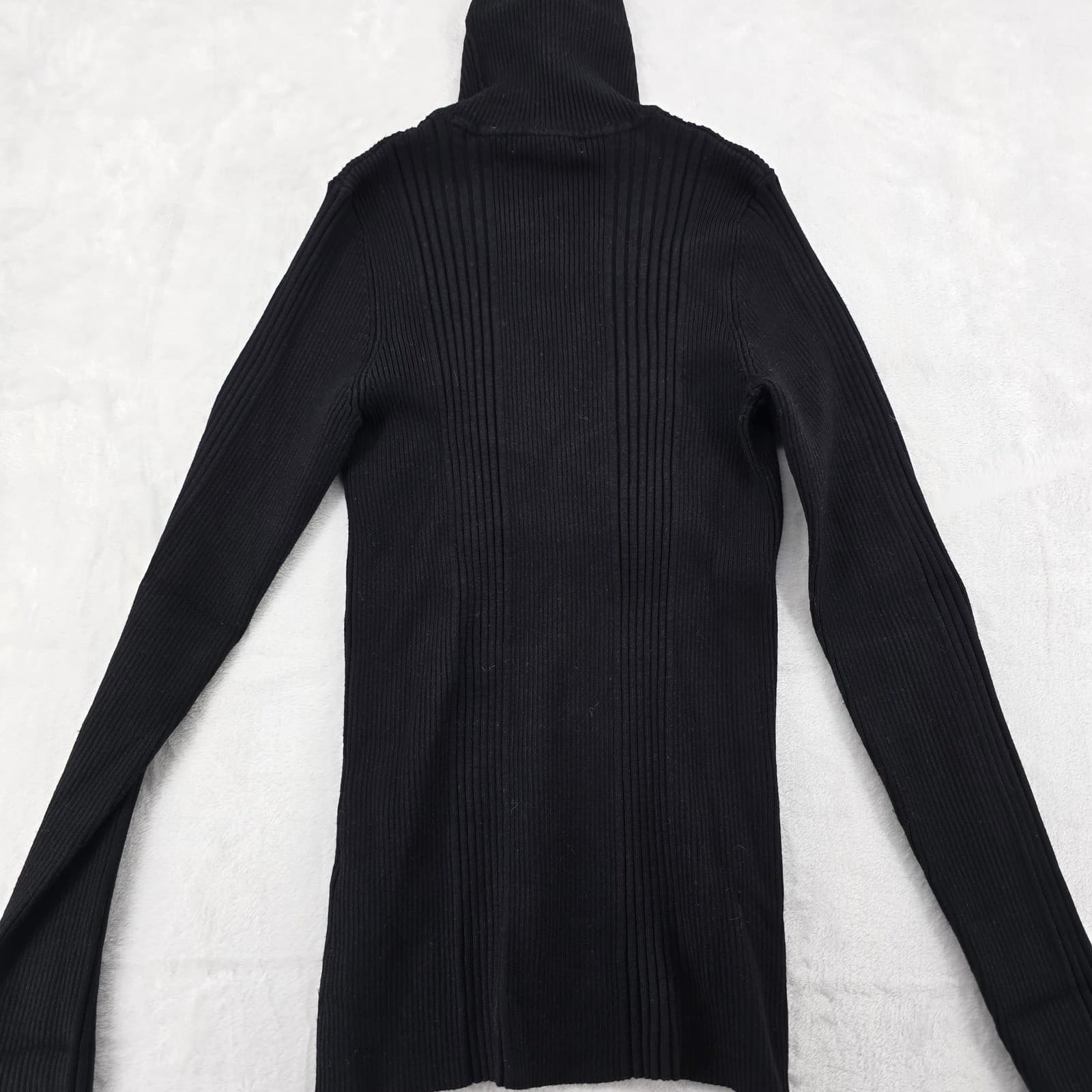 Carolyn Taylor Sweater Womens M Turtleneck Black Ribbed Knit Rayon Blen Long Slv - Thumbnail 7