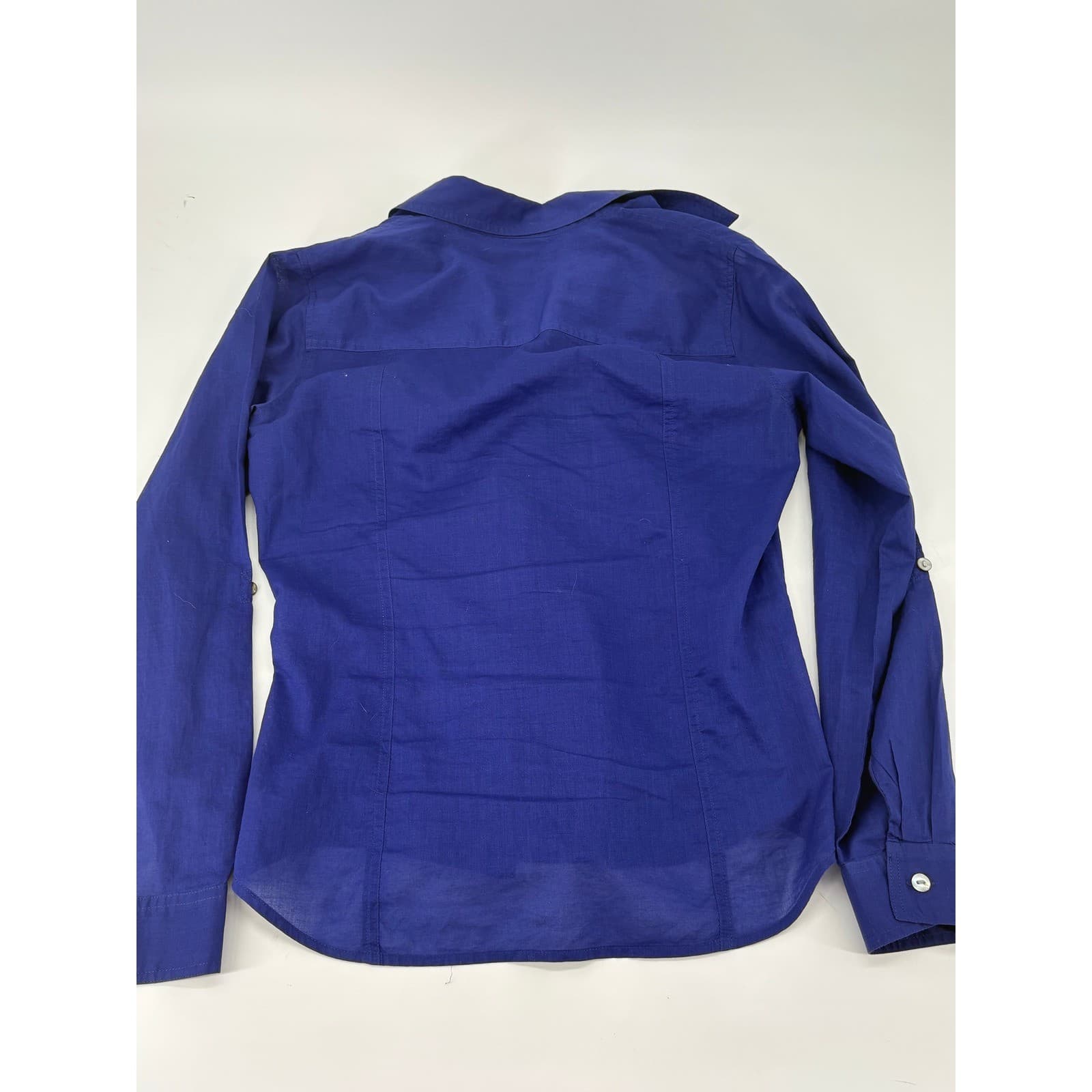 Chico's Cotton Button Down Shirt Utility Pockets Roll Tab Size 0 Blue Womens - Thumbnail 8