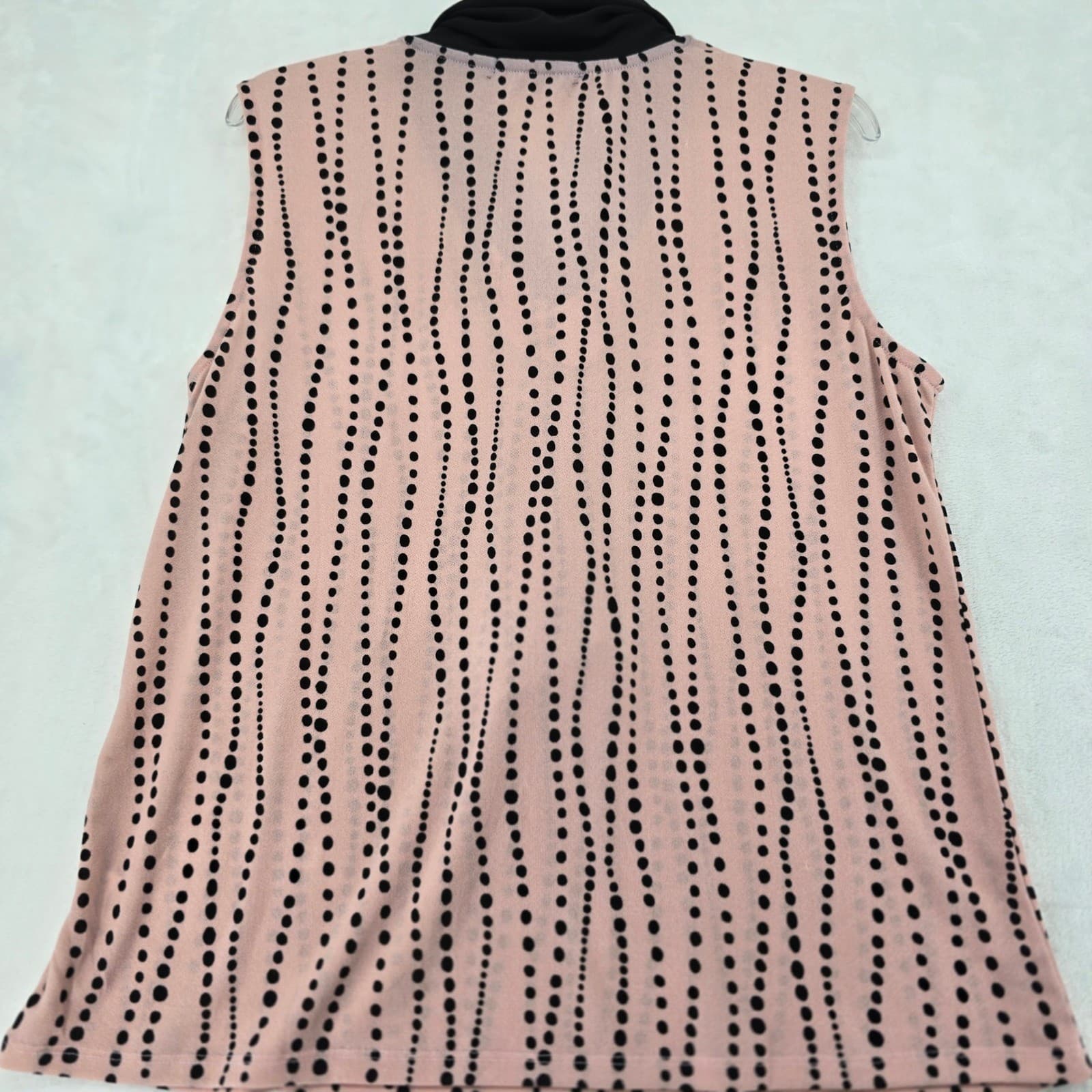 Adrienne Vittadini Top Womens XL Sleeveless Pink Polka Dot Tie Neck VK32171 - Thumbnail 8