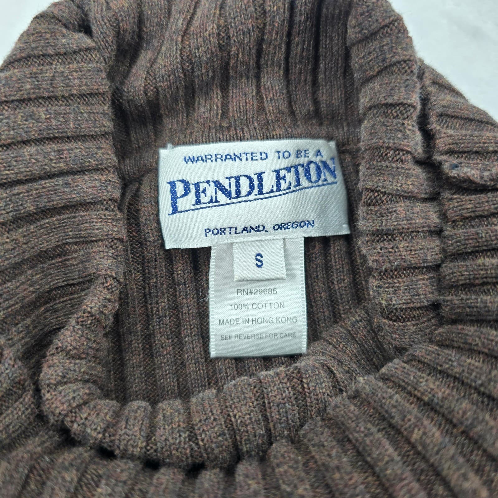 Pendleton Sweater Womens S Turtleneck Brown Ribbed Knit 100% Cotton Long Sleeve - Thumbnail 2