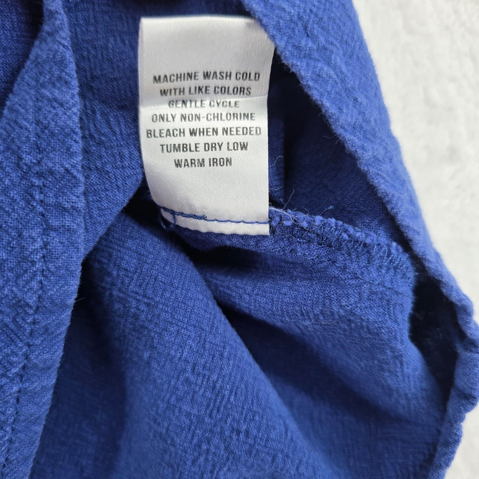 Appleseed's Petites Shirt Womens PXL Button Front Blue 100% Cotton Short Sleeve - Thumbnail 4