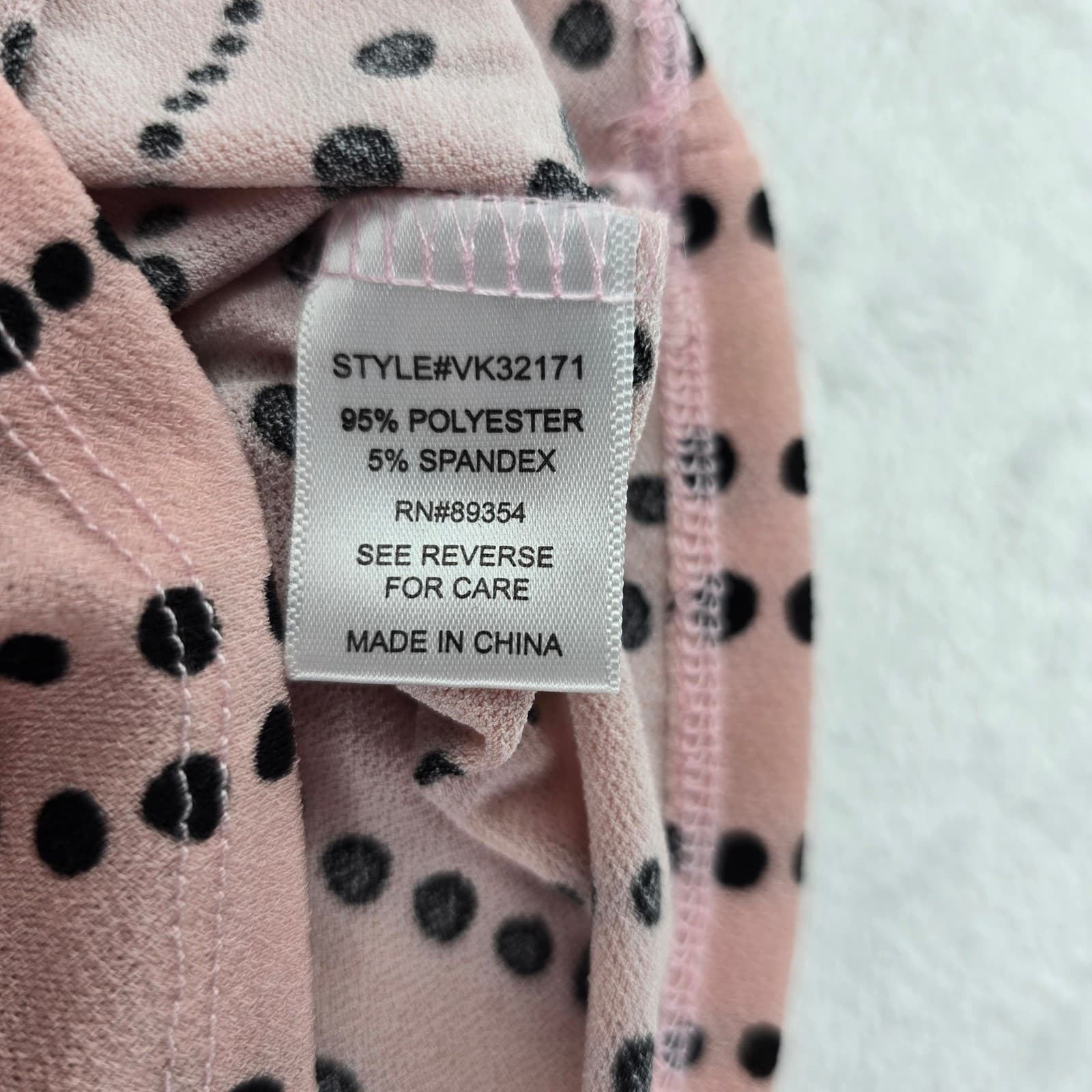 Adrienne Vittadini Top Womens XL Sleeveless Pink Polka Dot Tie Neck VK32171 - Thumbnail 3