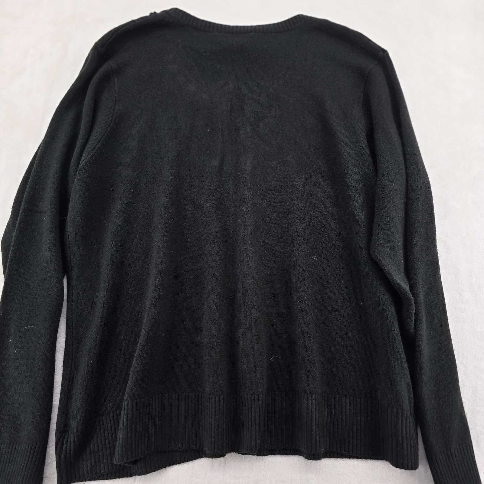 Evan-Picone Cardigan Women's 3X Sweater Black Beaded Velvet Trim Crew Neck - Thumbnail 7