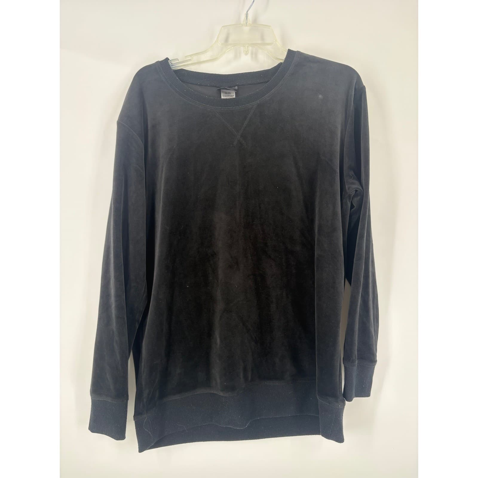 Felina Black Velour Crewneck Long Sleeve Pullover Sweatshirt Women's M M - Thumbnail 5