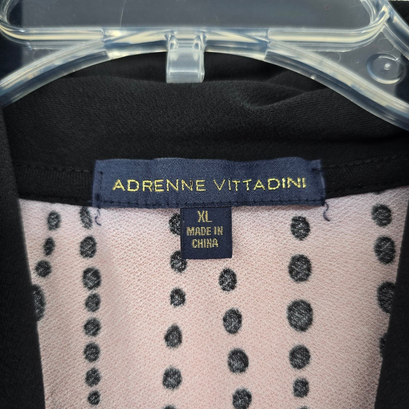Adrienne Vittadini Top Womens XL Sleeveless Pink Polka Dot Tie Neck VK32171 - Thumbnail 2
