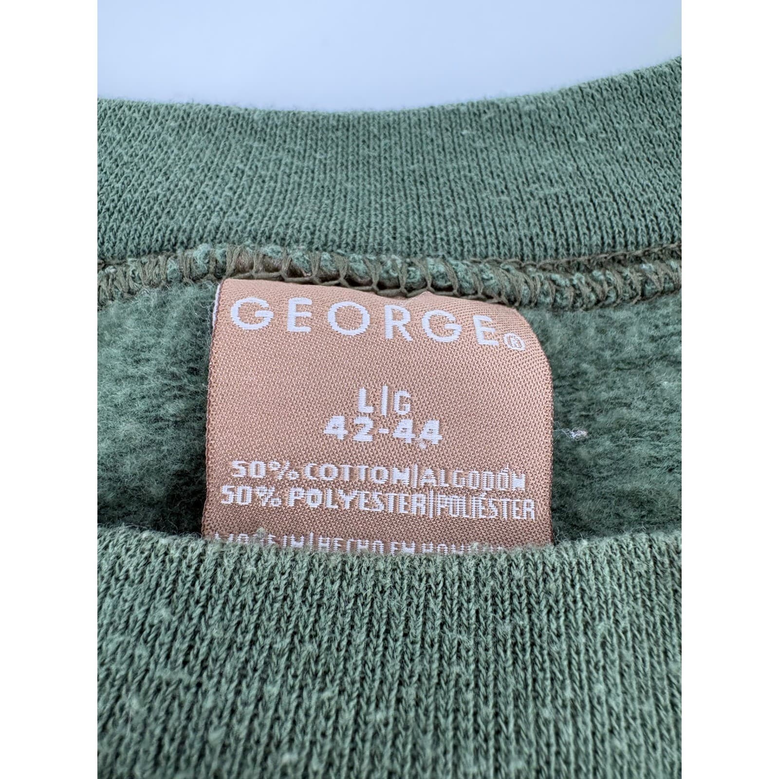George Sweatshirt Mens Large Green American Bald Eagle Graphic Pullover - Thumbnail 2