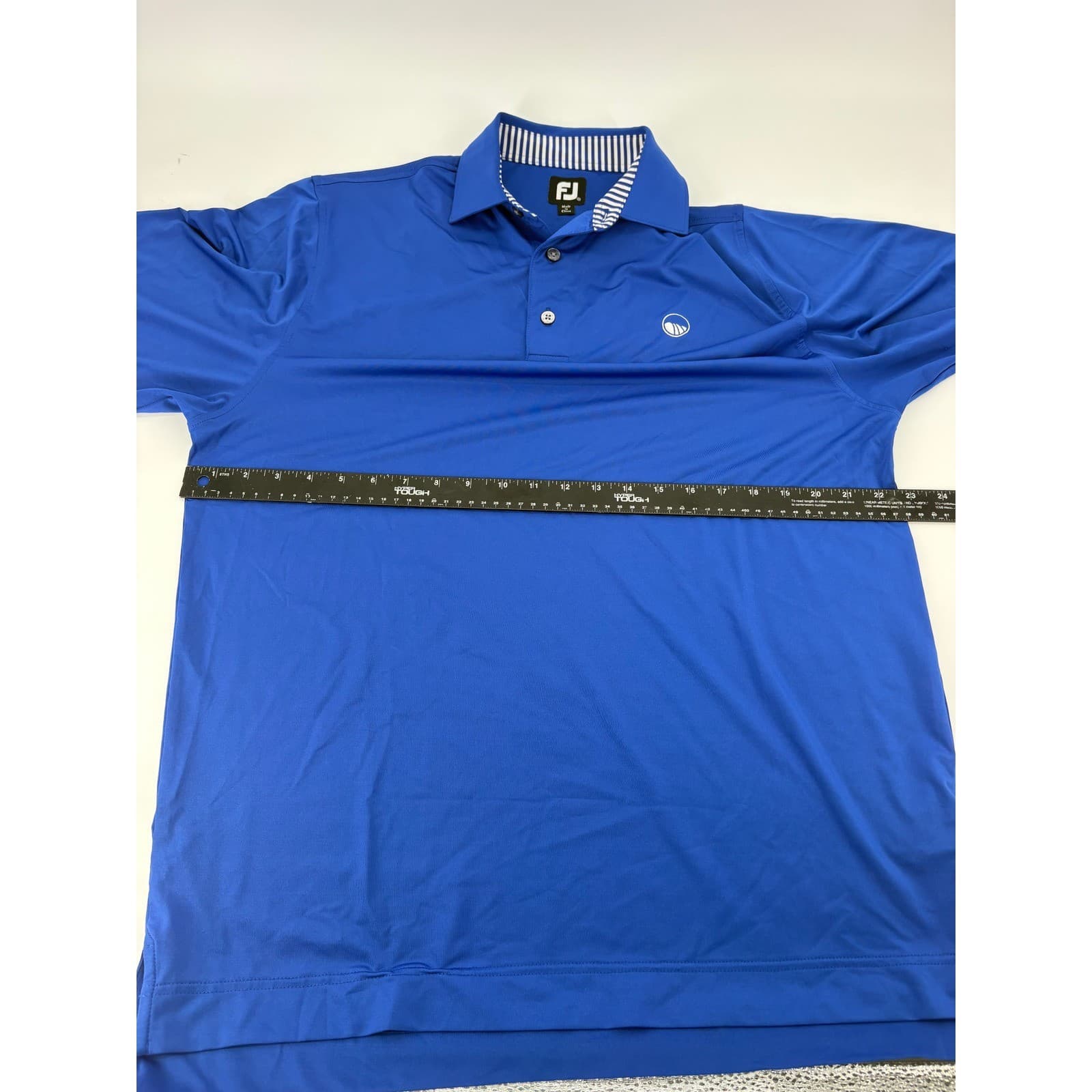 FootJoy Golf Polo Mens Medium Shirt Blue Striped Collar Performance ProDry - Thumbnail 5