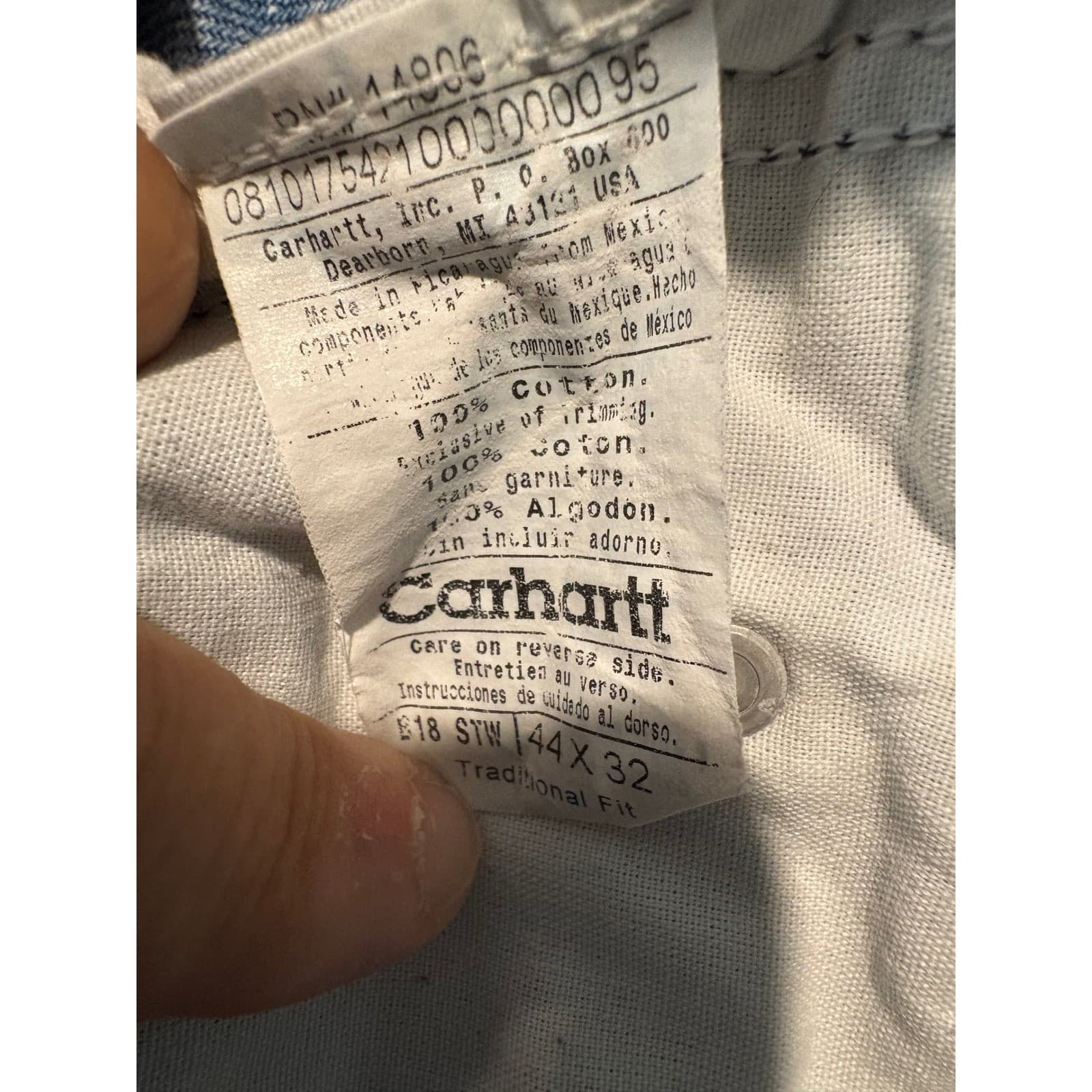 Carhartt Traditional Fit Light Wash Denim Jeans Men's 44x32 Workwear 42X31 - Thumbnail 8