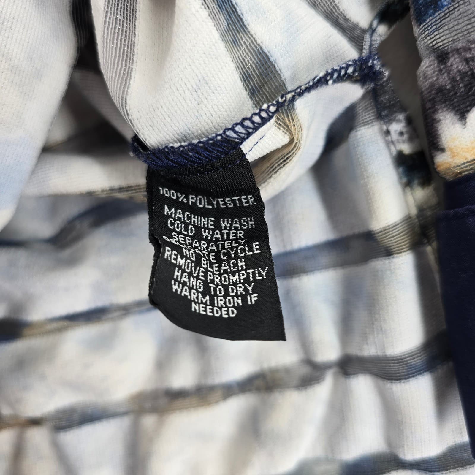 Unbranded Button Up Womens 20.5x27.5 Blouse Blue Gray Floral Sheer Striped Top - Thumbnail 2