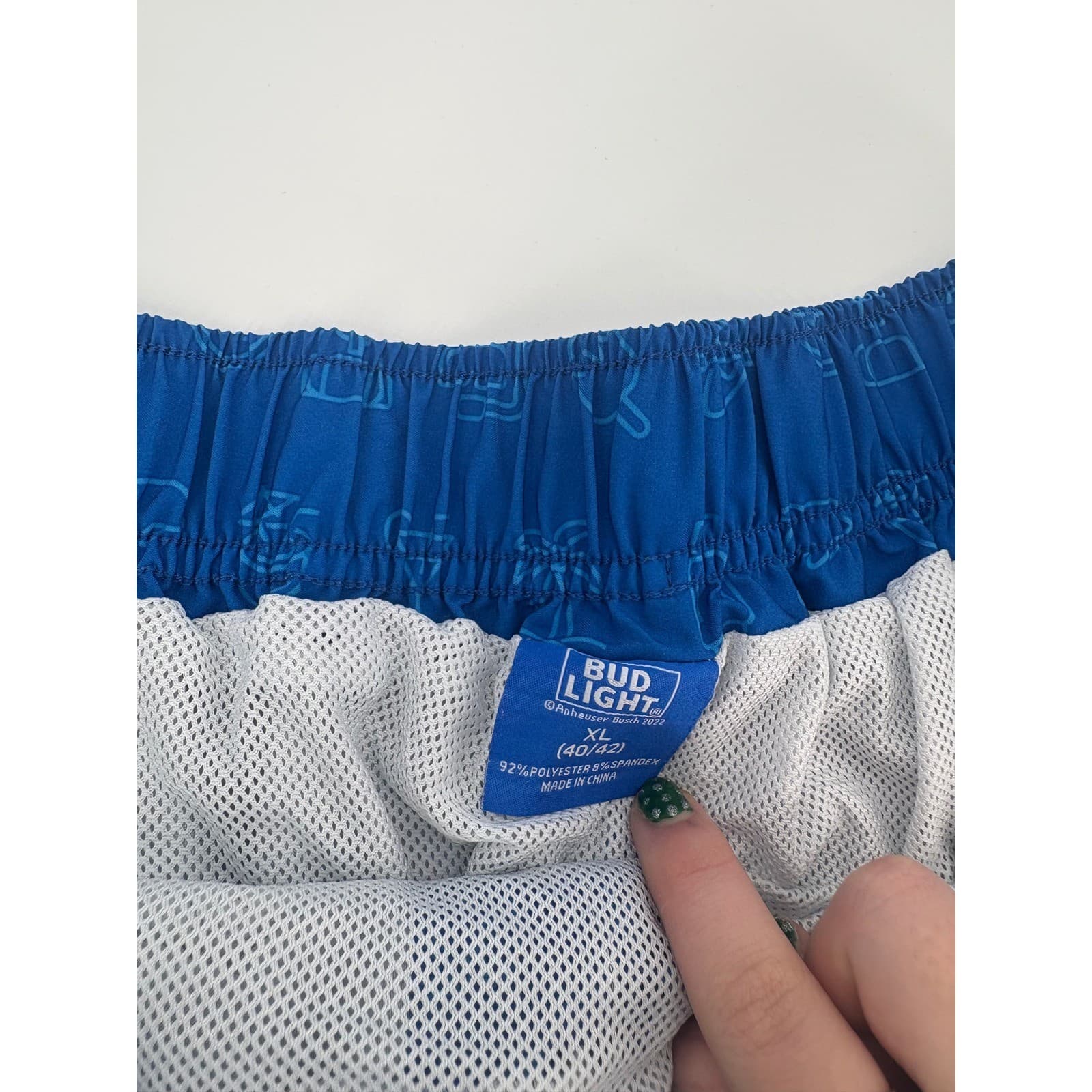 Bud Light Swim Trunks Blue All Over Print Men's XL Elastic Waist - Thumbnail 4