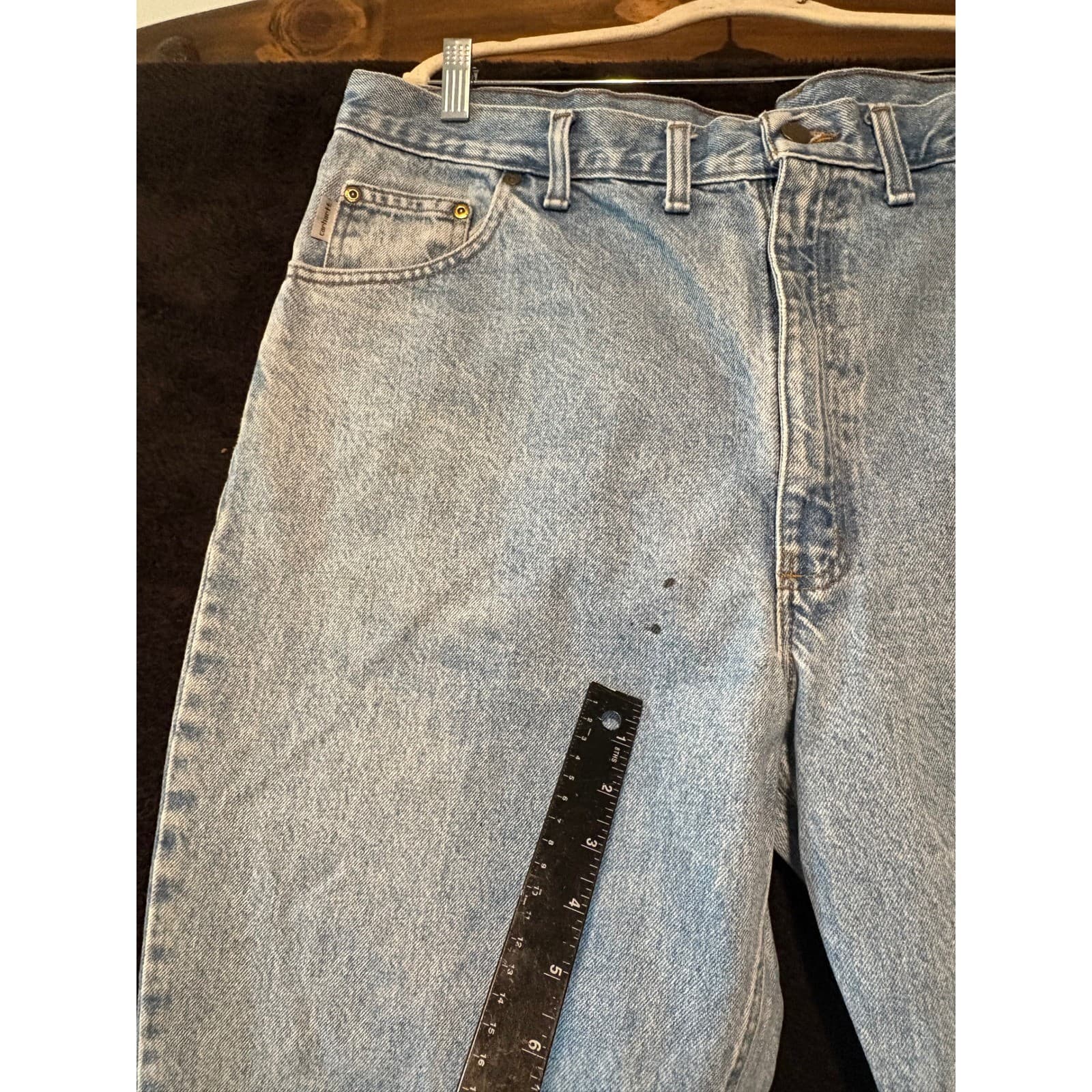 Carhartt Traditional Fit Light Wash Denim Jeans Men's 44x32 Workwear 42X31 - Thumbnail 2