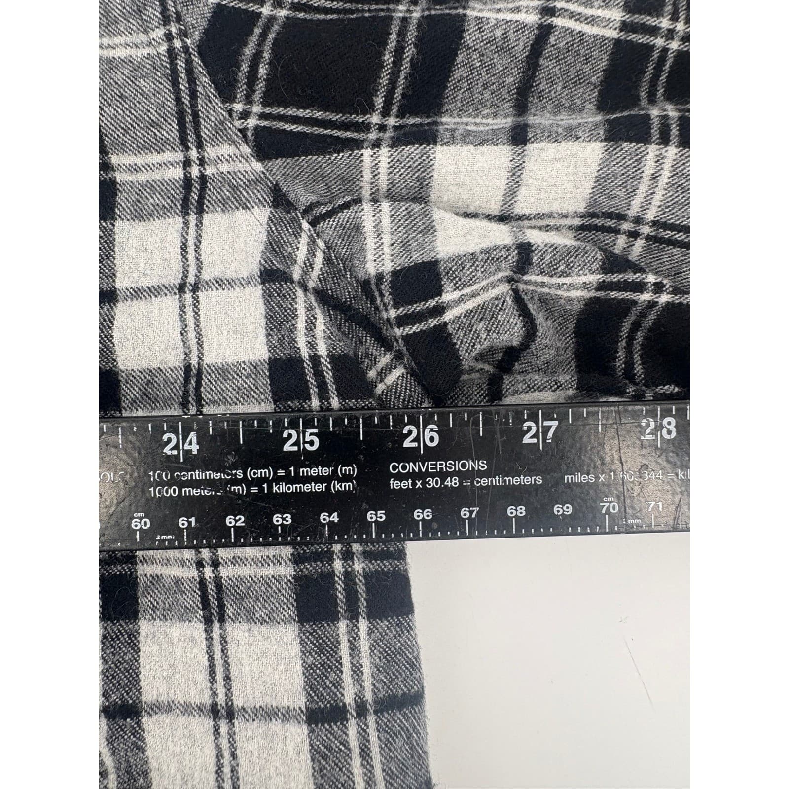 LL Bean Flannel Shirt XXL Tall Black White Plaid Long Sleeve Cotton Button Mens - Thumbnail 5