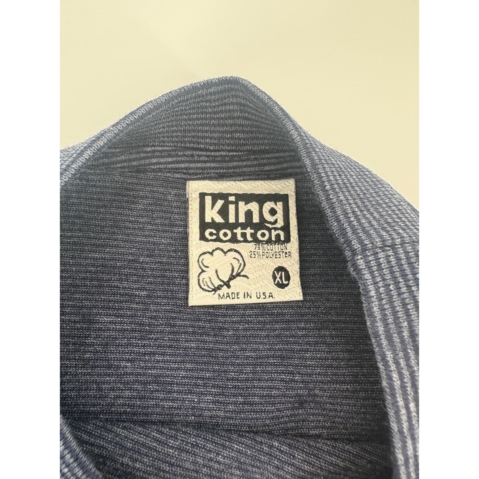 King Cotton Mens XL Blue Striped T Shirt Cape Canaveral Dolphin Logo Made USA - Thumbnail 4