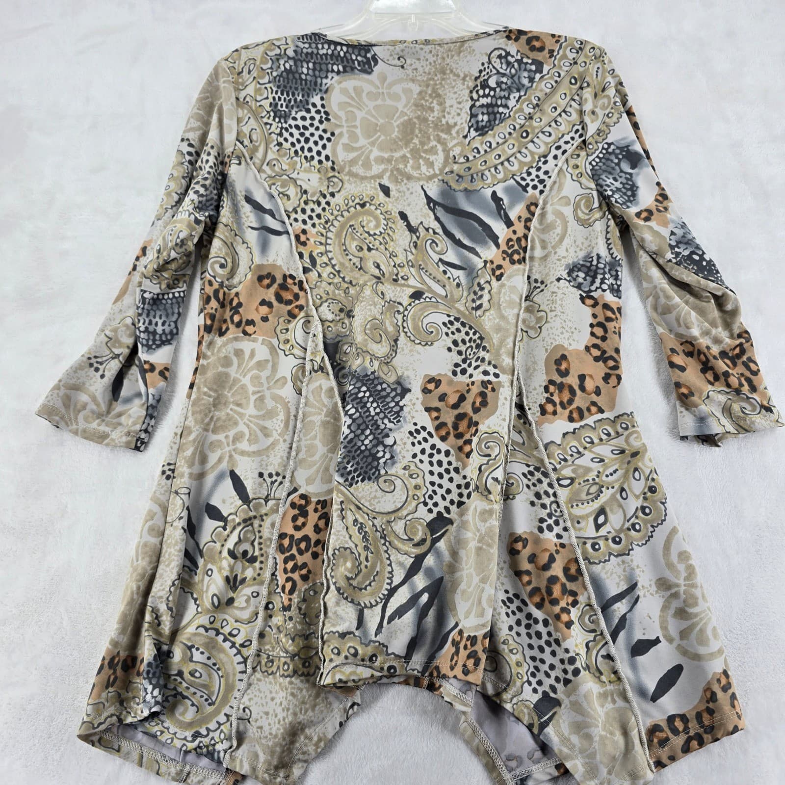 Notations Tunic Womens Size M Top Multicolor Animal Paisley Sharkbite Hem 3/4 - Thumbnail 6