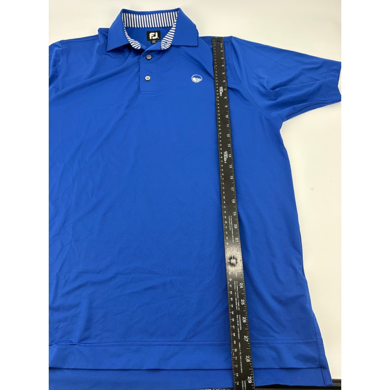 FootJoy Golf Polo Mens Medium Shirt Blue Striped Collar Performance ProDry - Thumbnail 6