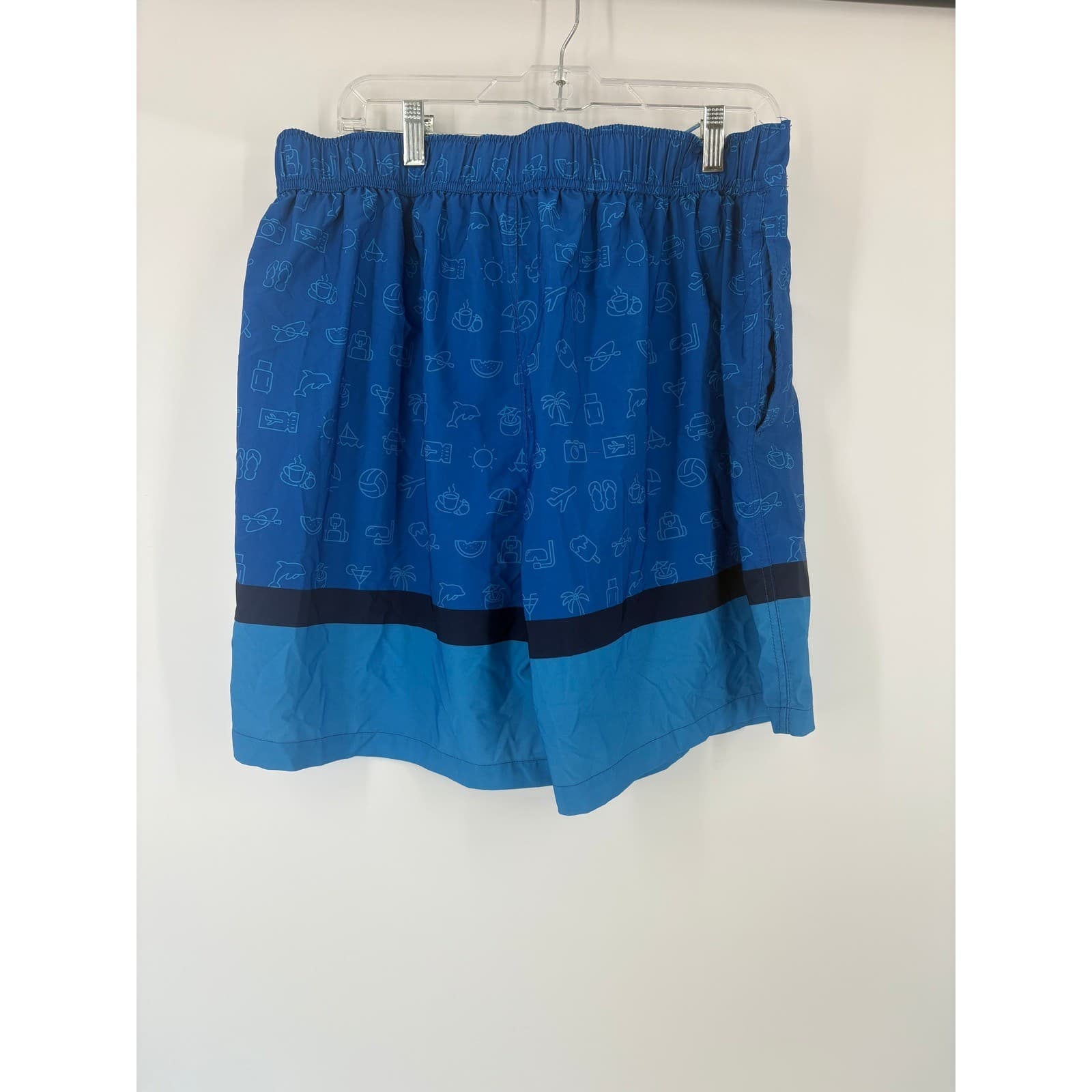 Bud Light Swim Trunks Blue All Over Print Men's XL Elastic Waist - Thumbnail 2