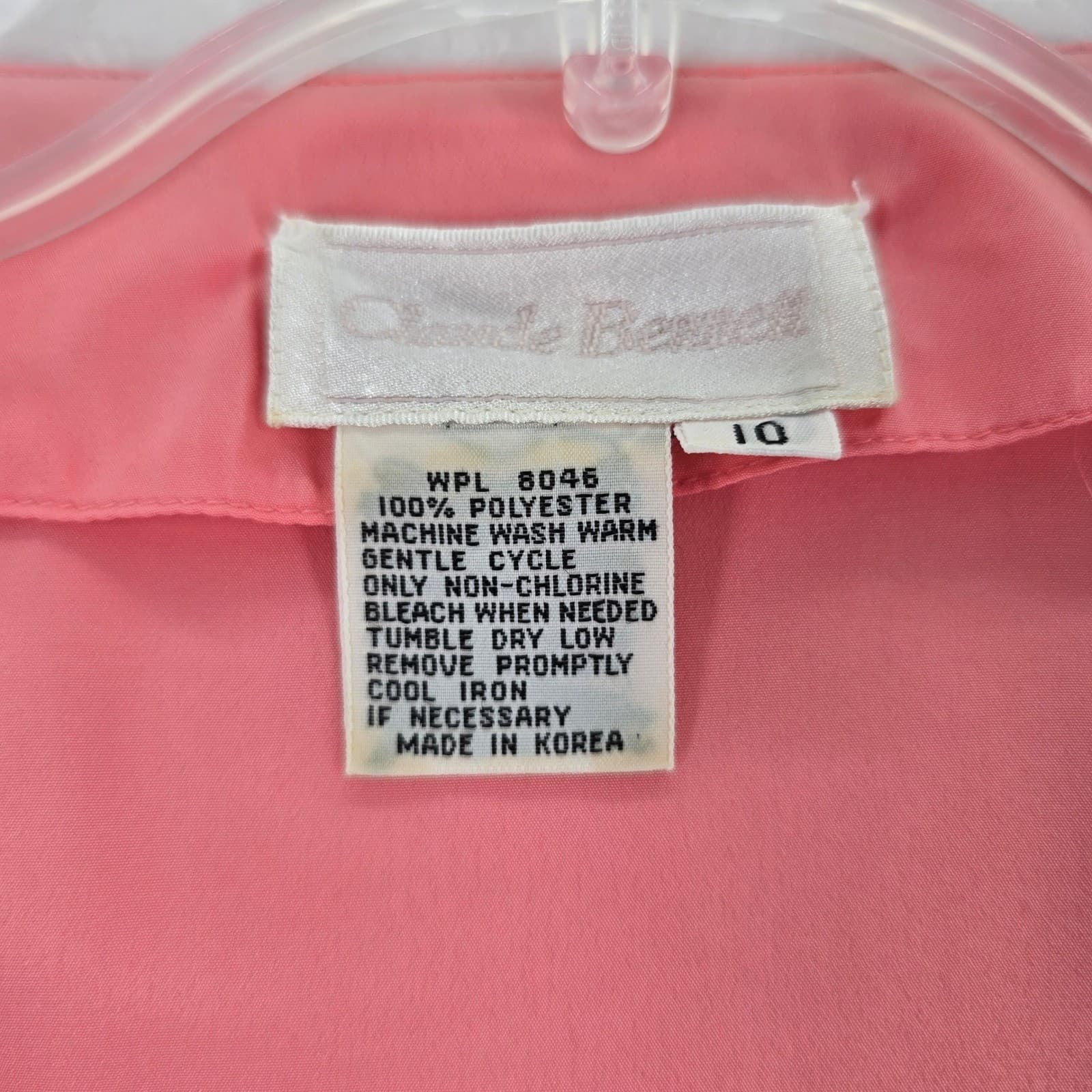 Claude Bennett Blouse Womens Size 10 Top Pink Short Sleeve V-Neck Button Front - Thumbnail 2