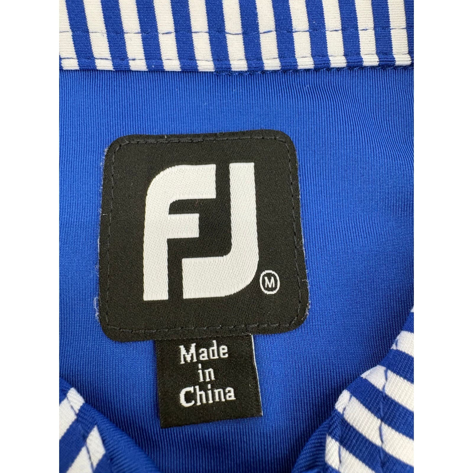 FootJoy Golf Polo Mens Medium Shirt Blue Striped Collar Performance ProDry - Thumbnail 2