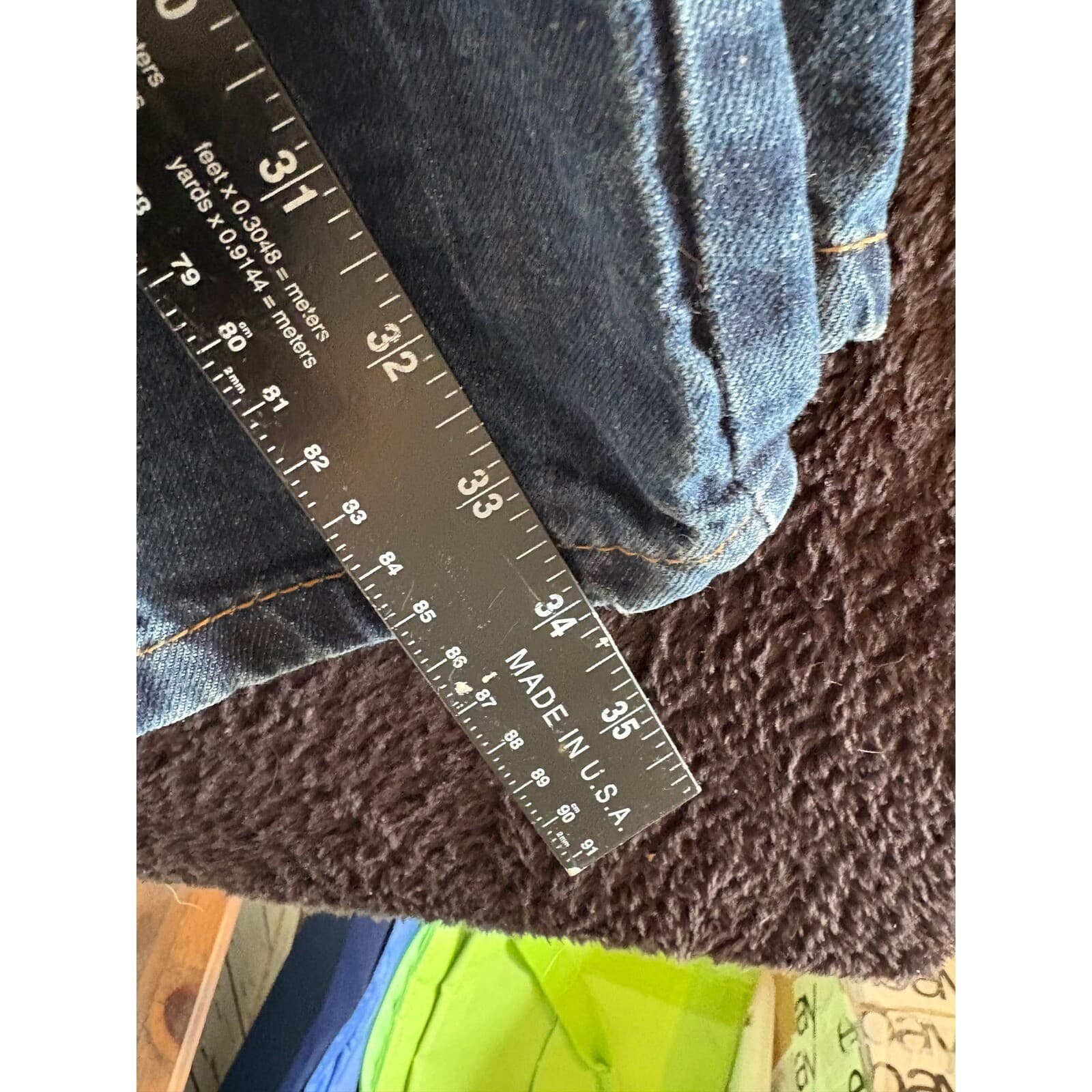 Evolution Jeans Mens 38x34 Distressed Denim Relaxed Fit Straight Leg Blue 38 - Thumbnail 5