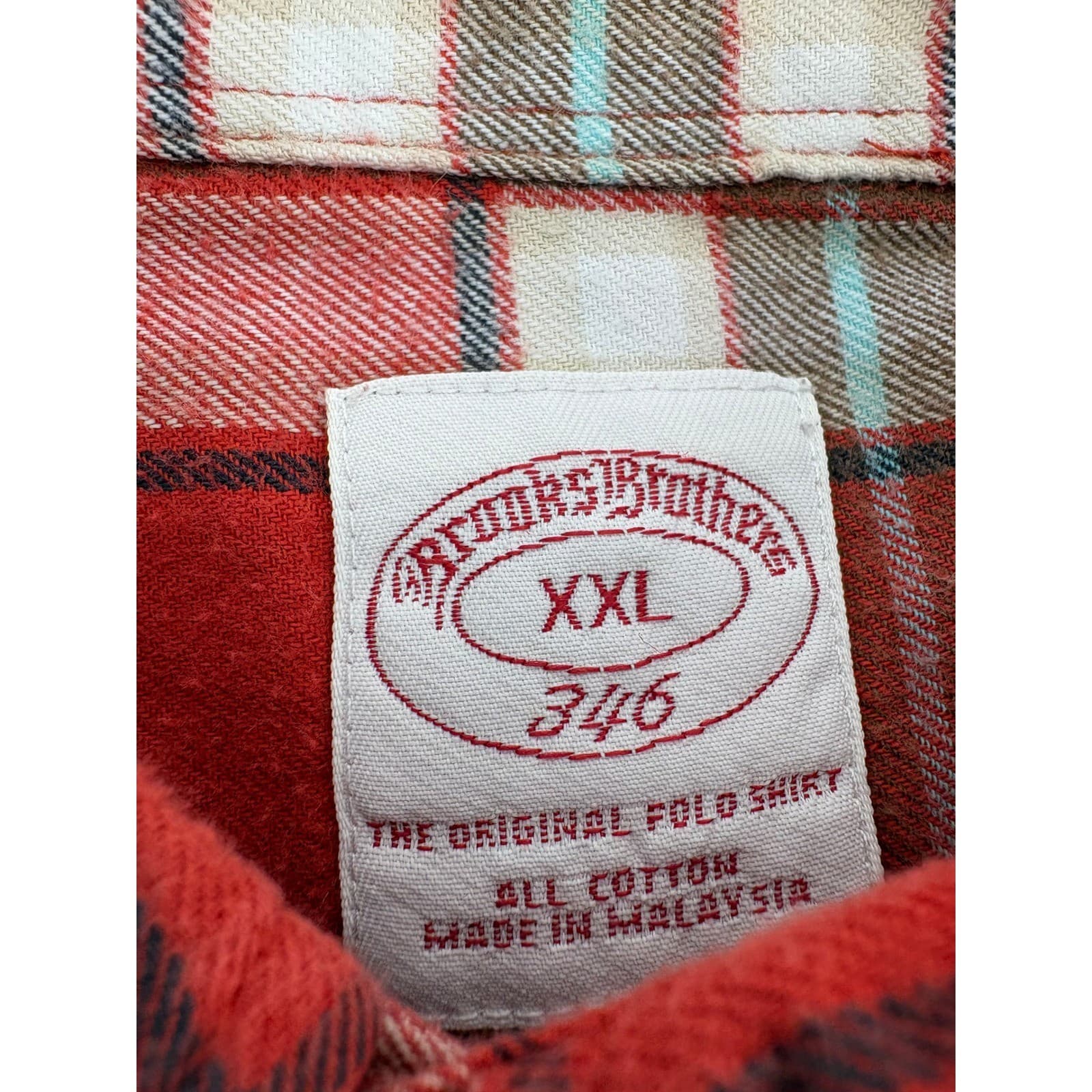 Brooks Brothers 346 Button Down Mens XXL Shirt Red Plaid Cotton Long Sleeve 346 - Thumbnail 2