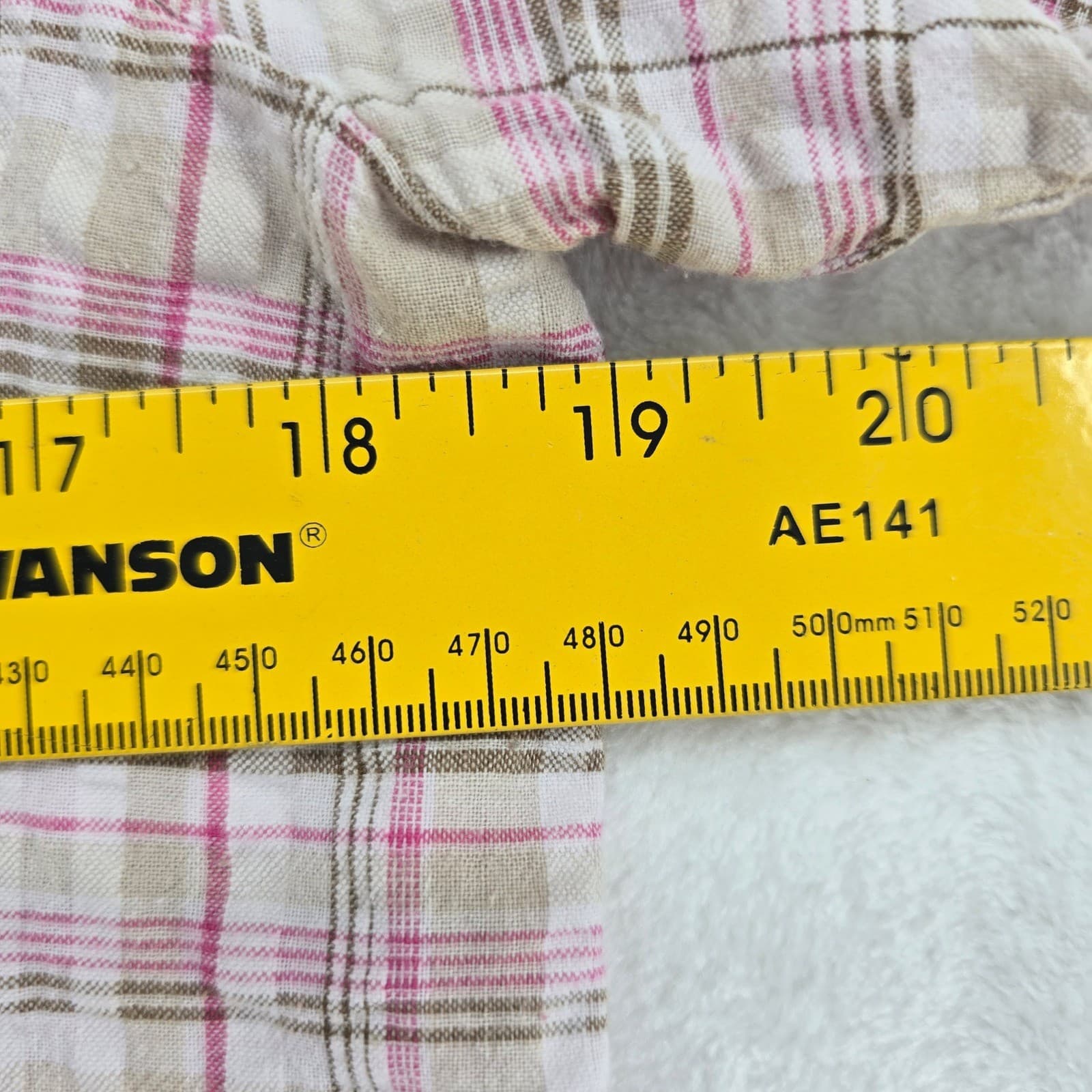 Bobbie Brooks Shirt Womens S Button Up Short Sleeve Pink Tan Plaid Cotton 6701 - Thumbnail 4
