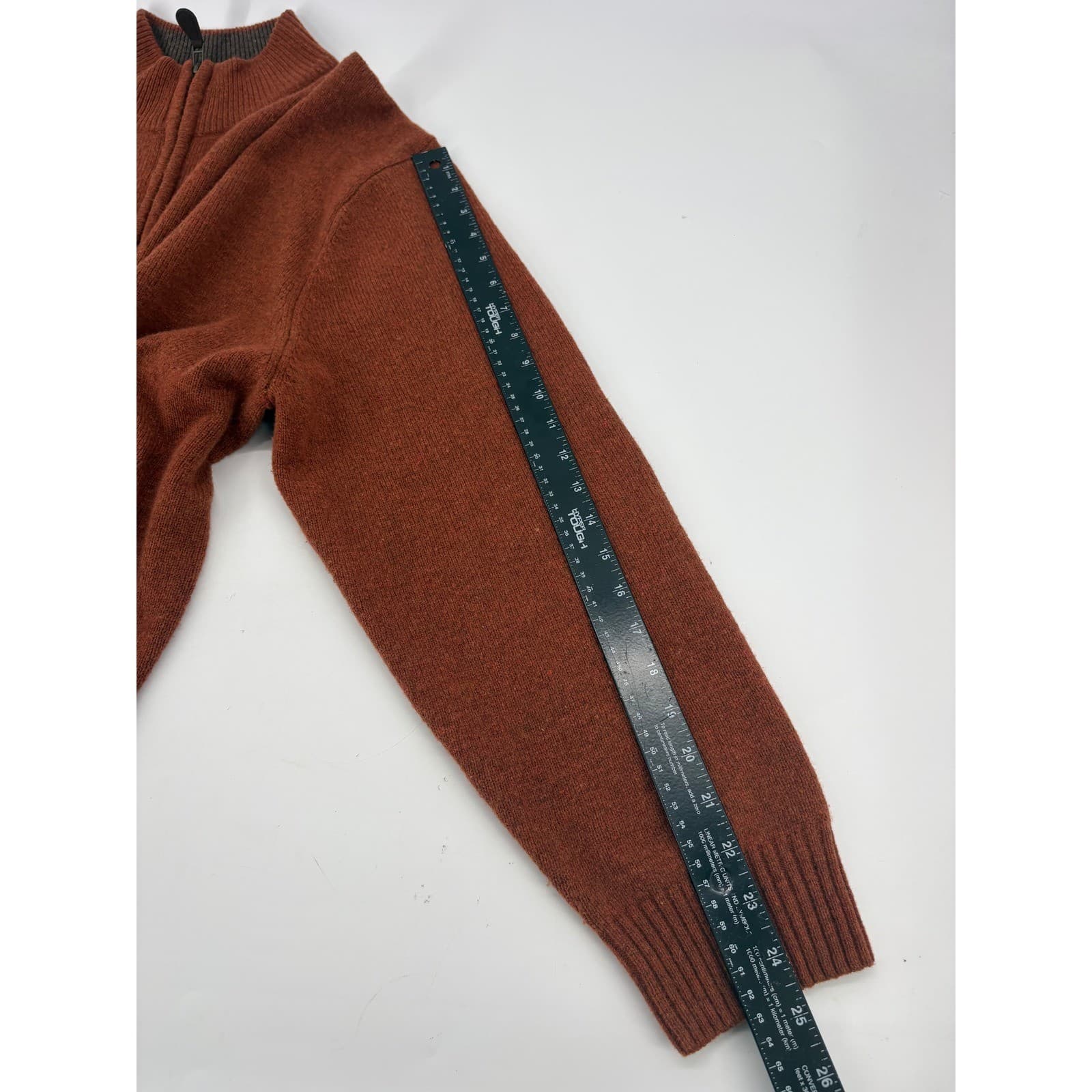 Jos. A. Bank Sweater Mens XXL 1/4 Zip Rust Orange Lambswool Executive Collection - Thumbnail 7