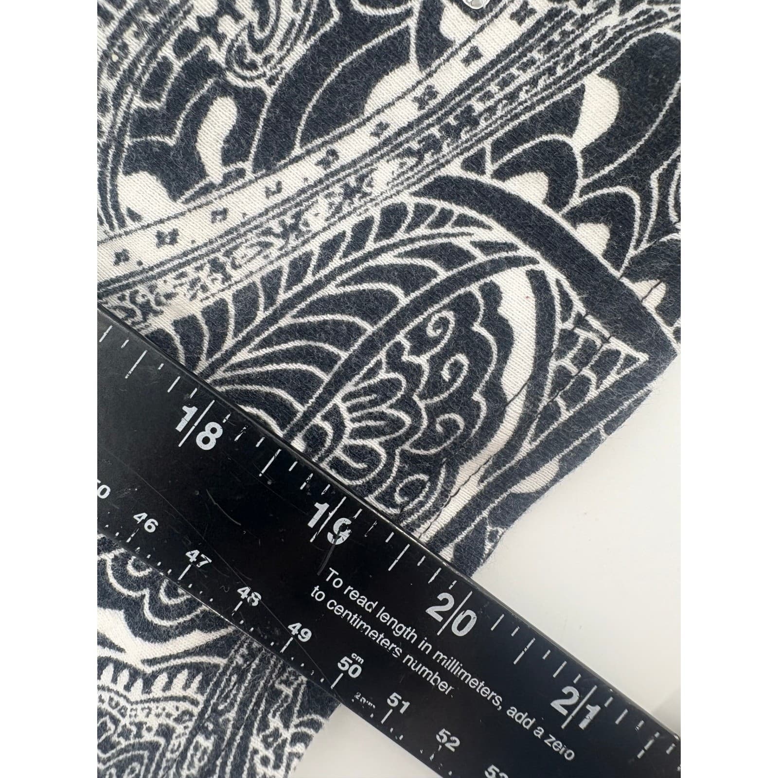 Ada Black White Paisley Flutter Sleeve V Neck Blouse Top Women's Size M - Thumbnail 5