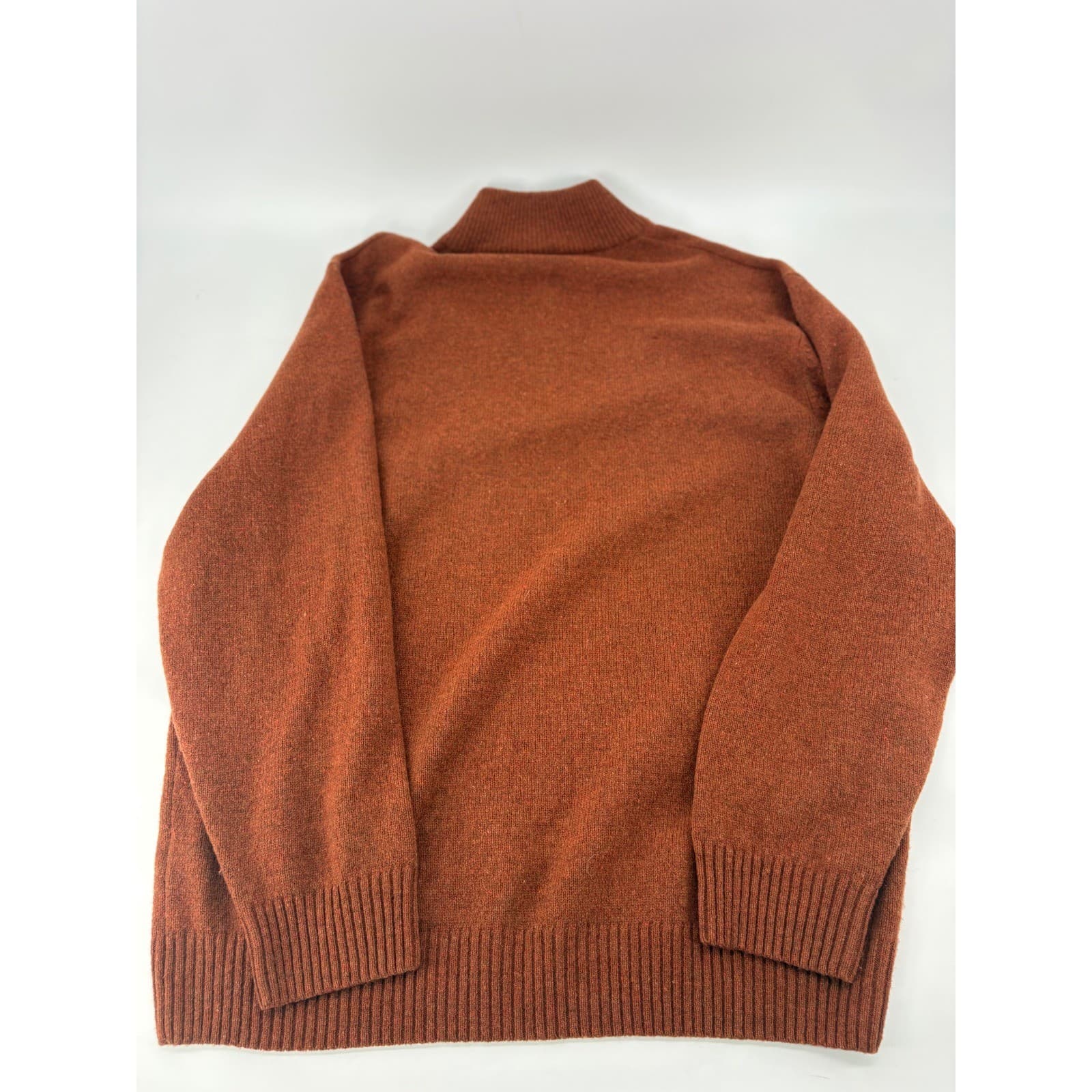 Jos. A. Bank Sweater Mens XXL 1/4 Zip Rust Orange Lambswool Executive Collection - Thumbnail 8