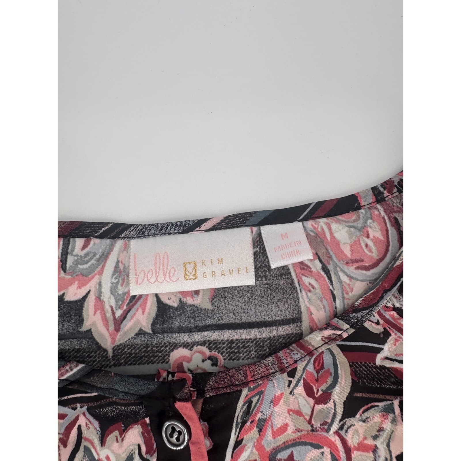 Belle Kim Gravel Paisley Print Long Sleeve Button Up Tunic Top Women's M - Thumbnail 2