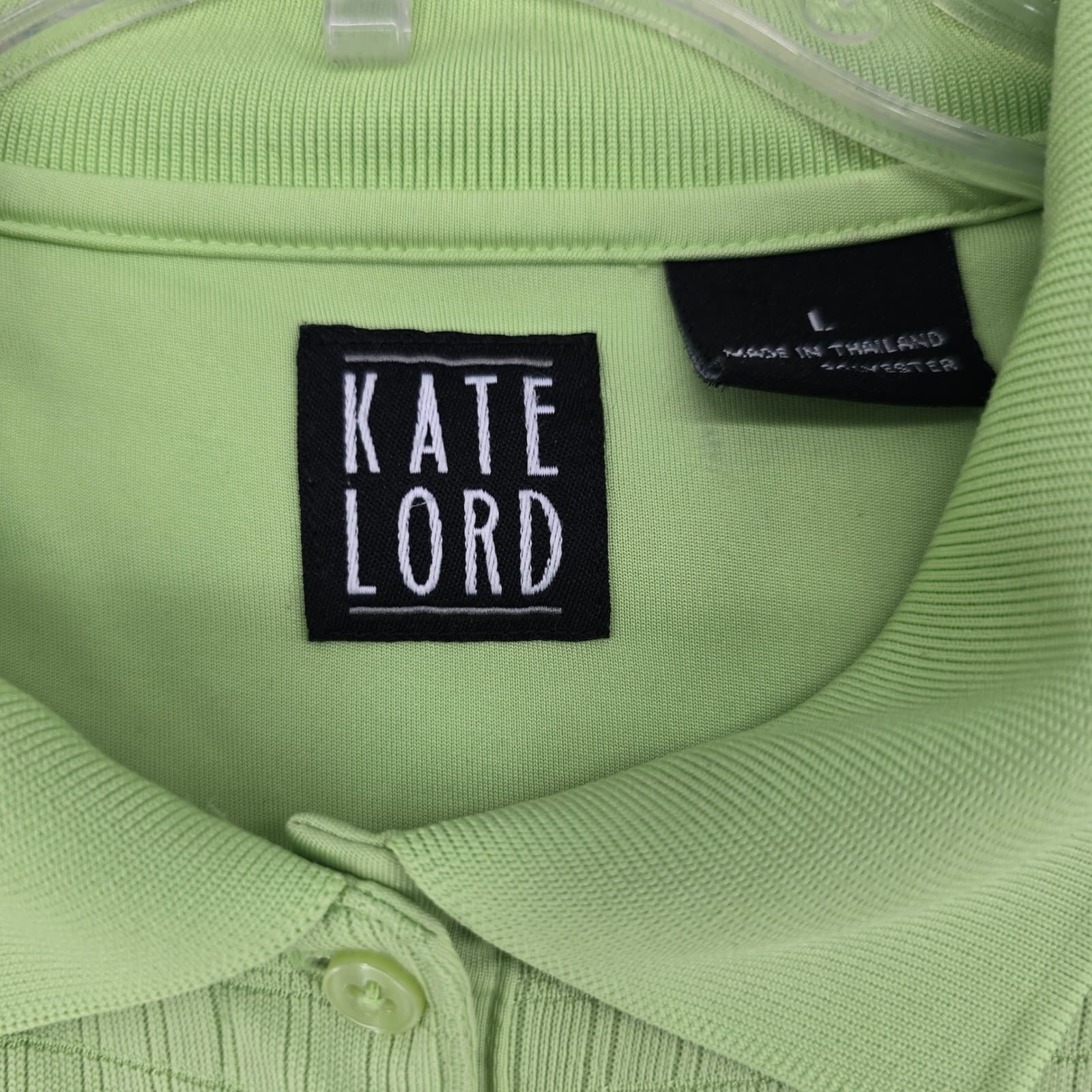 Kate Lord Polo Womens L Polo Lime Green Textured Grid Performance - Thumbnail 2