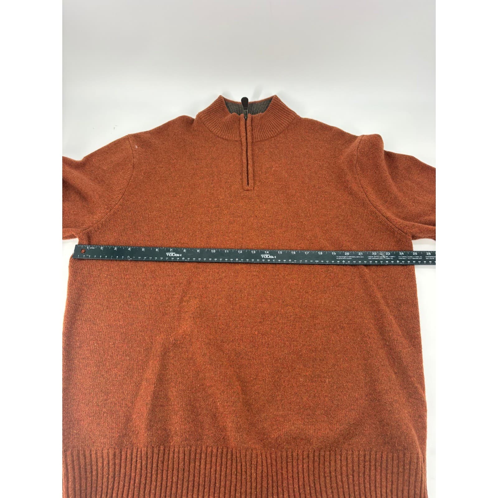 Jos. A. Bank Sweater Mens XXL 1/4 Zip Rust Orange Lambswool Executive Collection - Thumbnail 5