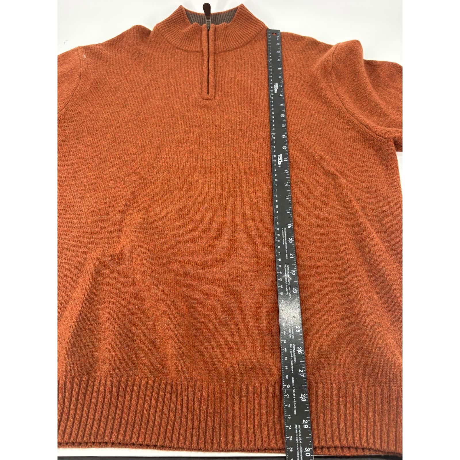 Jos. A. Bank Sweater Mens XXL 1/4 Zip Rust Orange Lambswool Executive Collection - Thumbnail 6