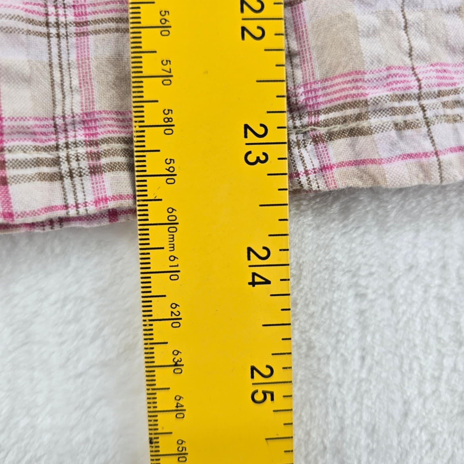 Bobbie Brooks Shirt Womens S Button Up Short Sleeve Pink Tan Plaid Cotton 6701 - Thumbnail 5