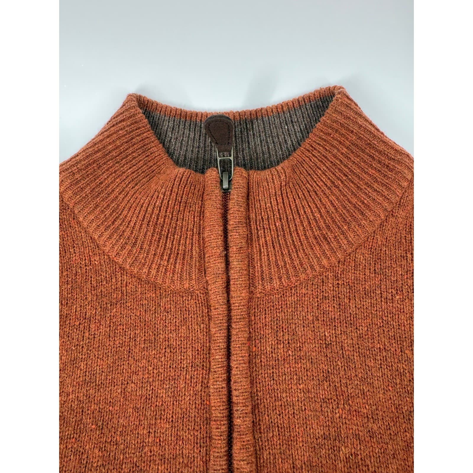 Jos. A. Bank Sweater Mens XXL 1/4 Zip Rust Orange Lambswool Executive Collection - Thumbnail 4