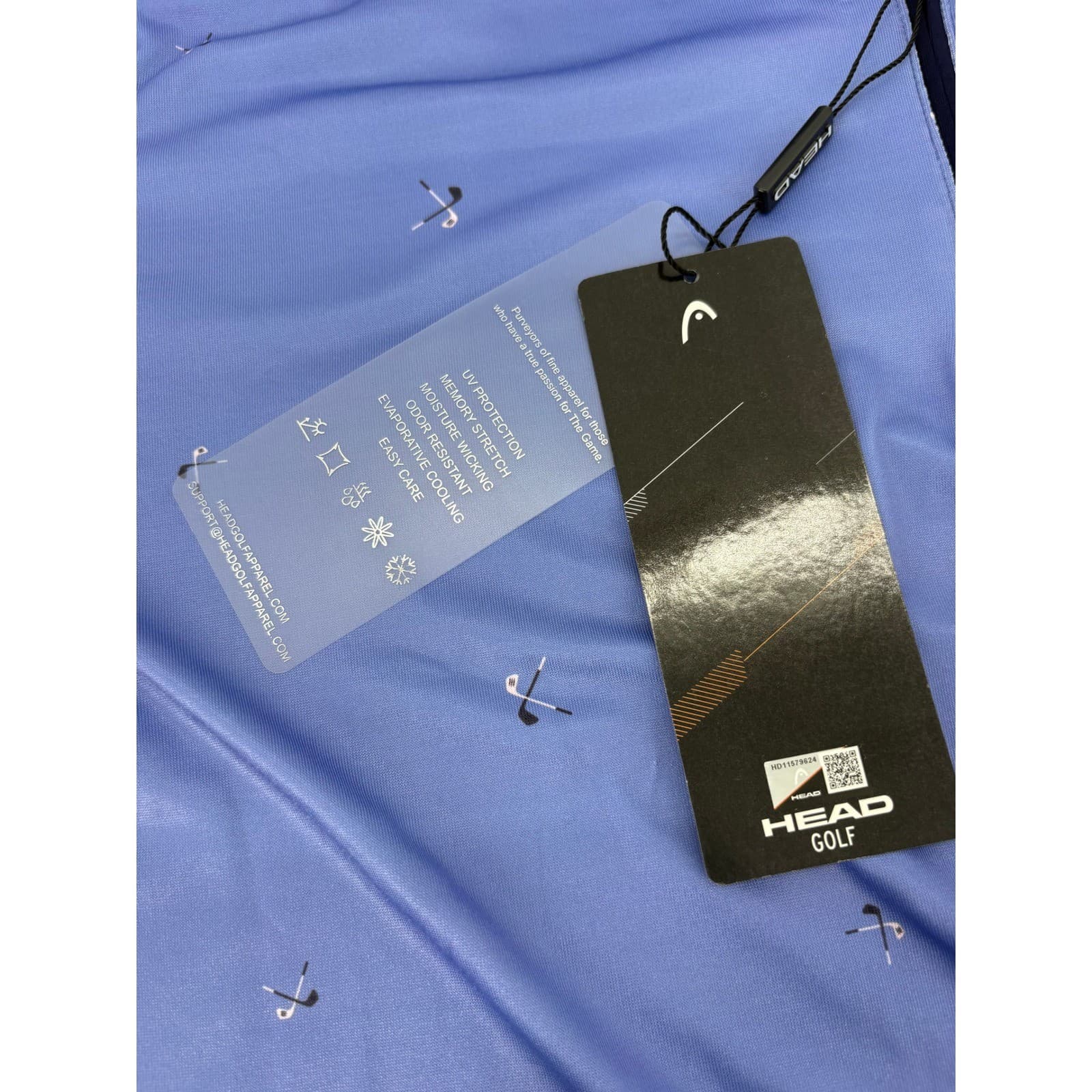 Head Golf Jake Polo Mens Size M Shirt Blue Pink Quarter Zip Golf Club Print NWT - Thumbnail 4