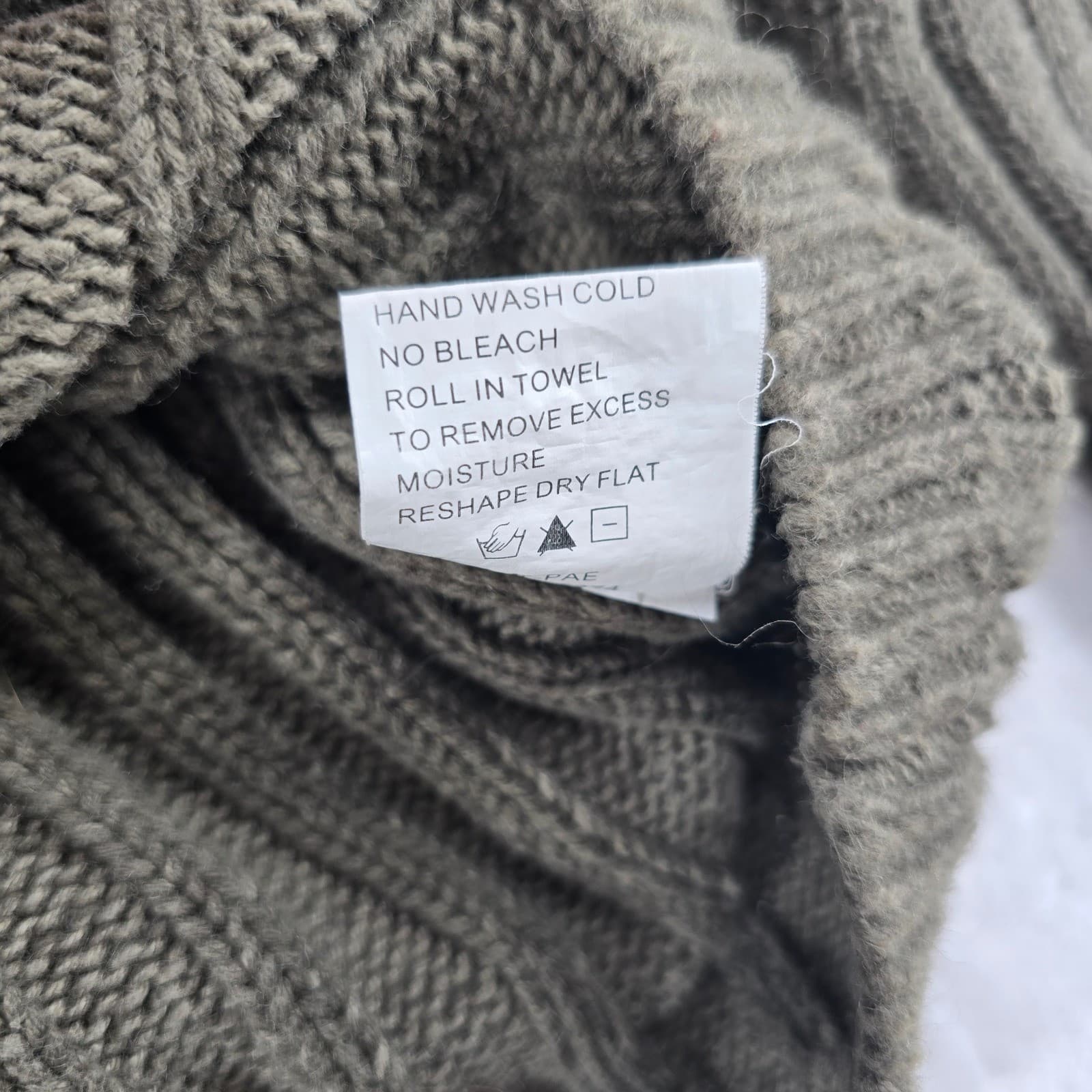 Woolrich Sweater Mens Large Sweater Olive Green Ribbed Knit Ramie Cotton 7116CB - Thumbnail 4