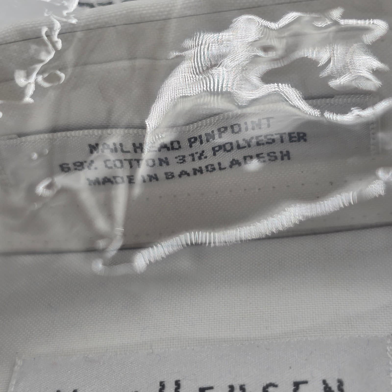 Van Heusen Dress Shirt Mens 18.5 34/35 Dress Shirt White Wrinkle Free Nailhead - Thumbnail 3