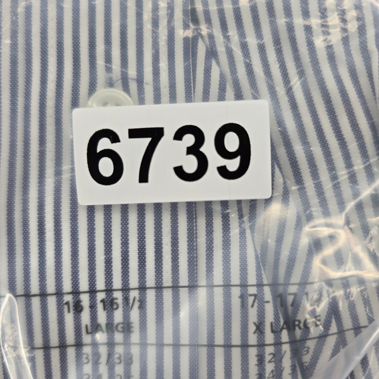 Van Heusen Dress Shirt Mens 18.5 36/37 Button Down Blue Striped Pinpoint Oxford - Thumbnail 7