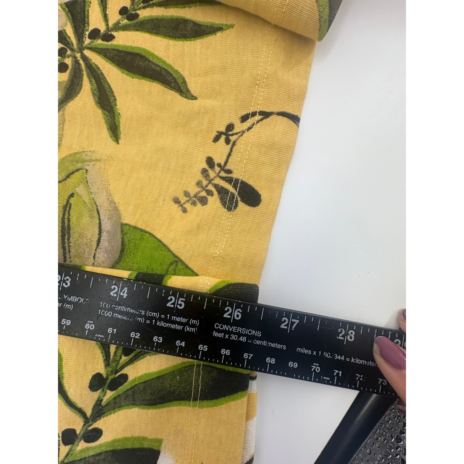 Additions by Chicos Yellow Tropical Leaf Print Long Sleeve V Neck Top Size 3 - Thumbnail 4
