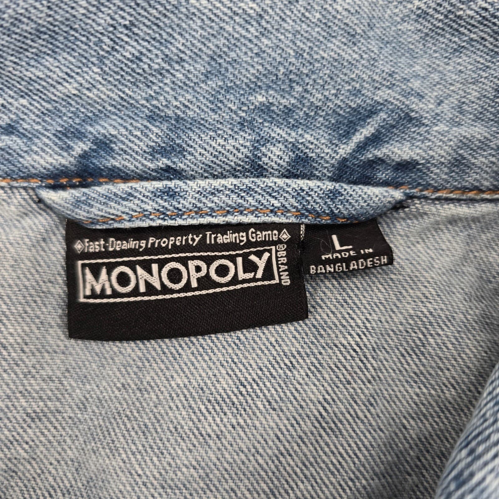 Monopoly Denim Jacket Mens L Denim Jacket Blue Graphic Back Rich Uncle Pennybags - Thumbnail 2