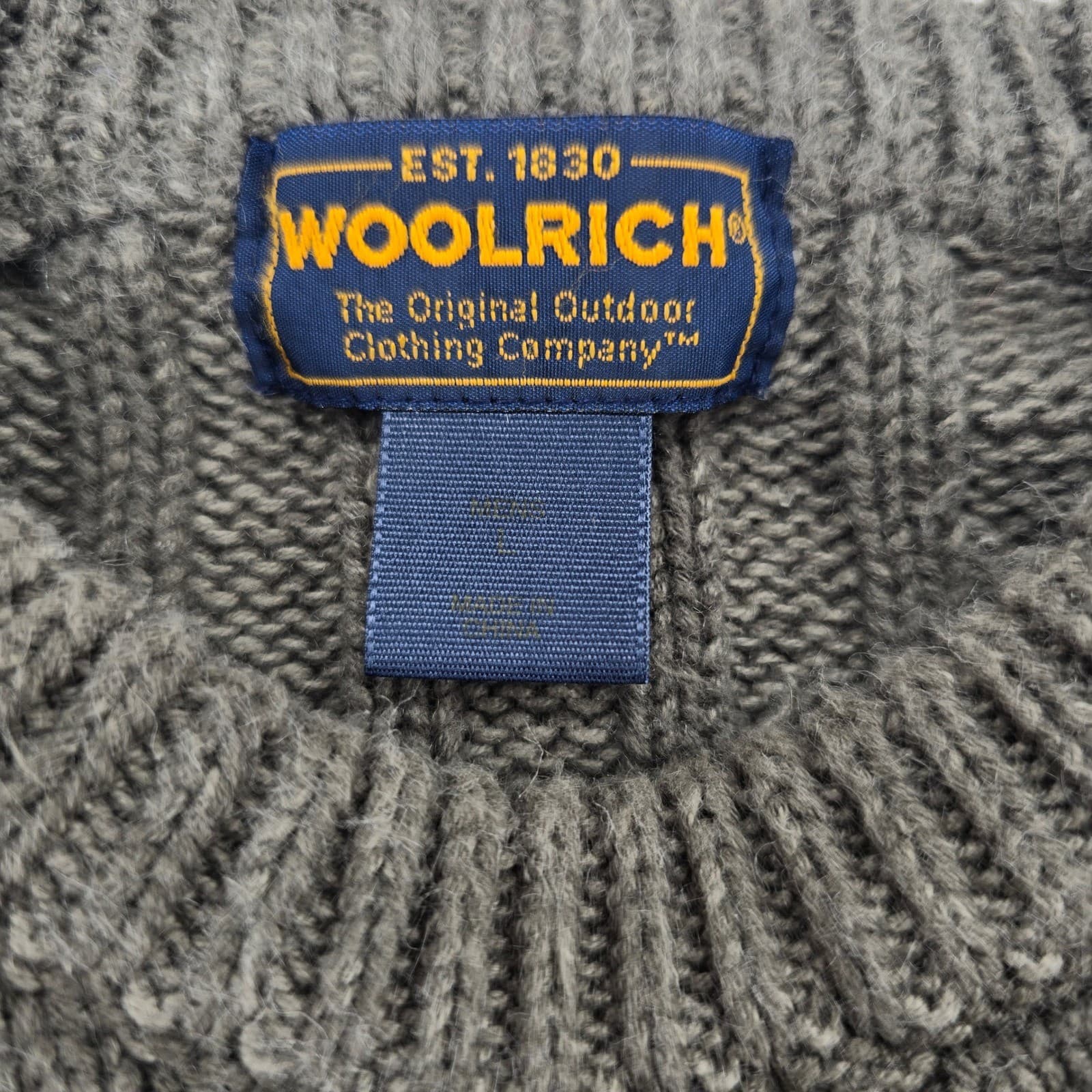 Woolrich Sweater Mens Large Sweater Olive Green Ribbed Knit Ramie Cotton 7116CB - Thumbnail 2