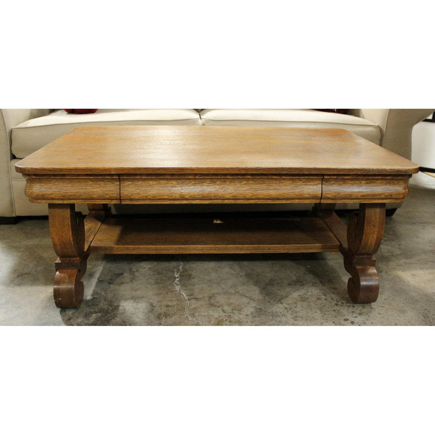 Vintage Oak Coffee Table w/Drawer - Thumbnail 3