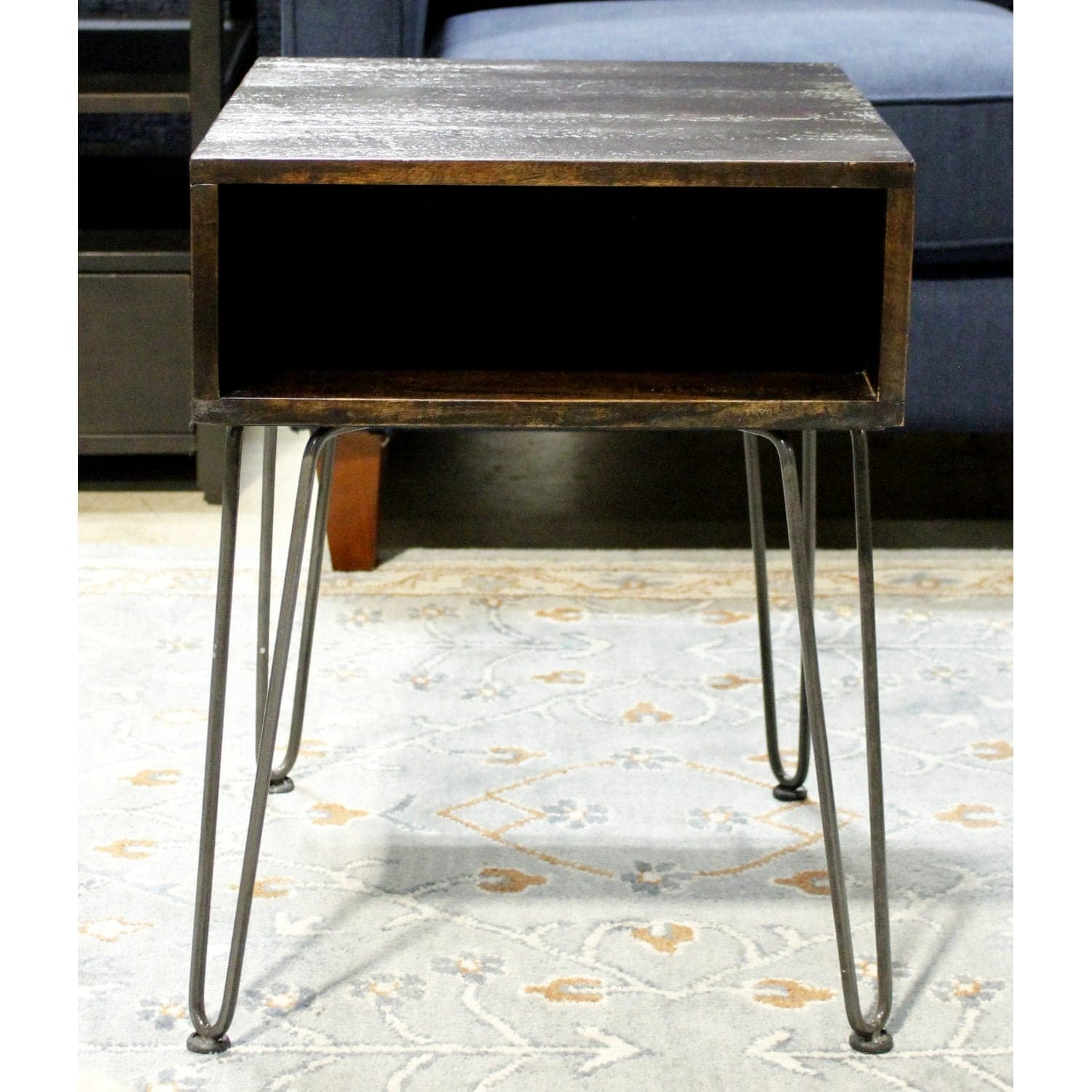 Rustic Hairpin Leg End Table - Espresso - Thumbnail 2